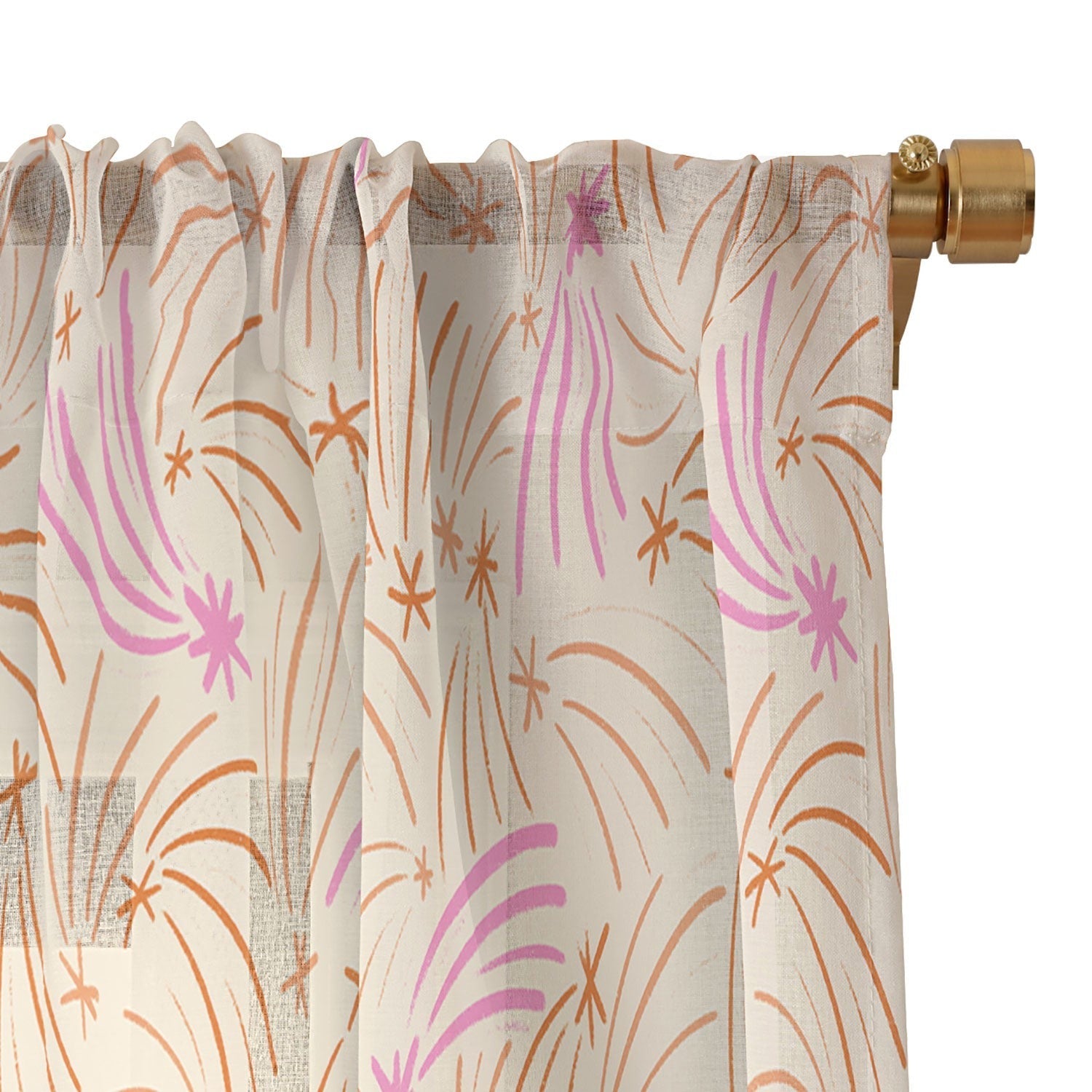 Little Om Pattern Shooting Stars cream Sheer Window Curtain