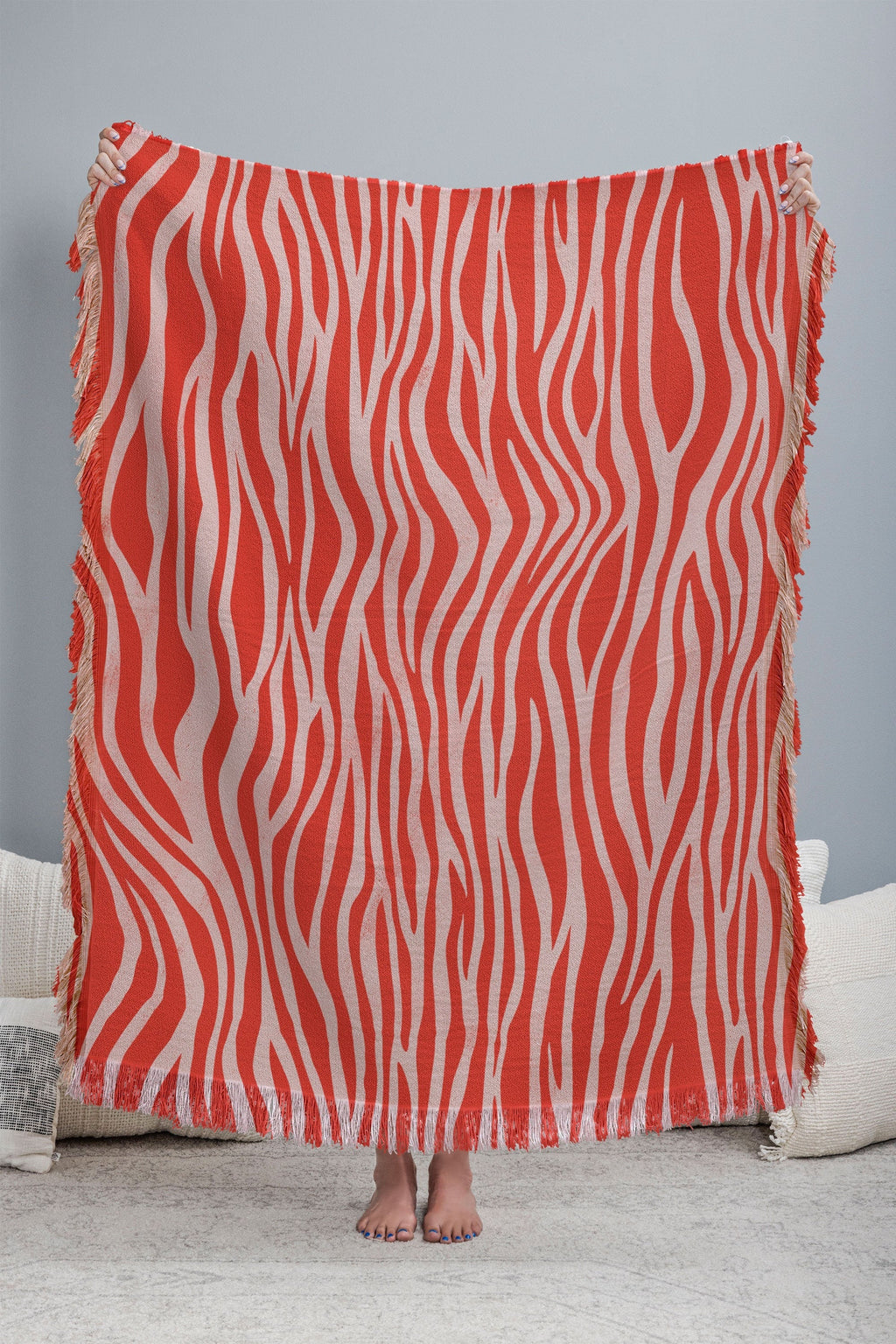 Avenie BR Red Zebra Stripe Throw Blanket
