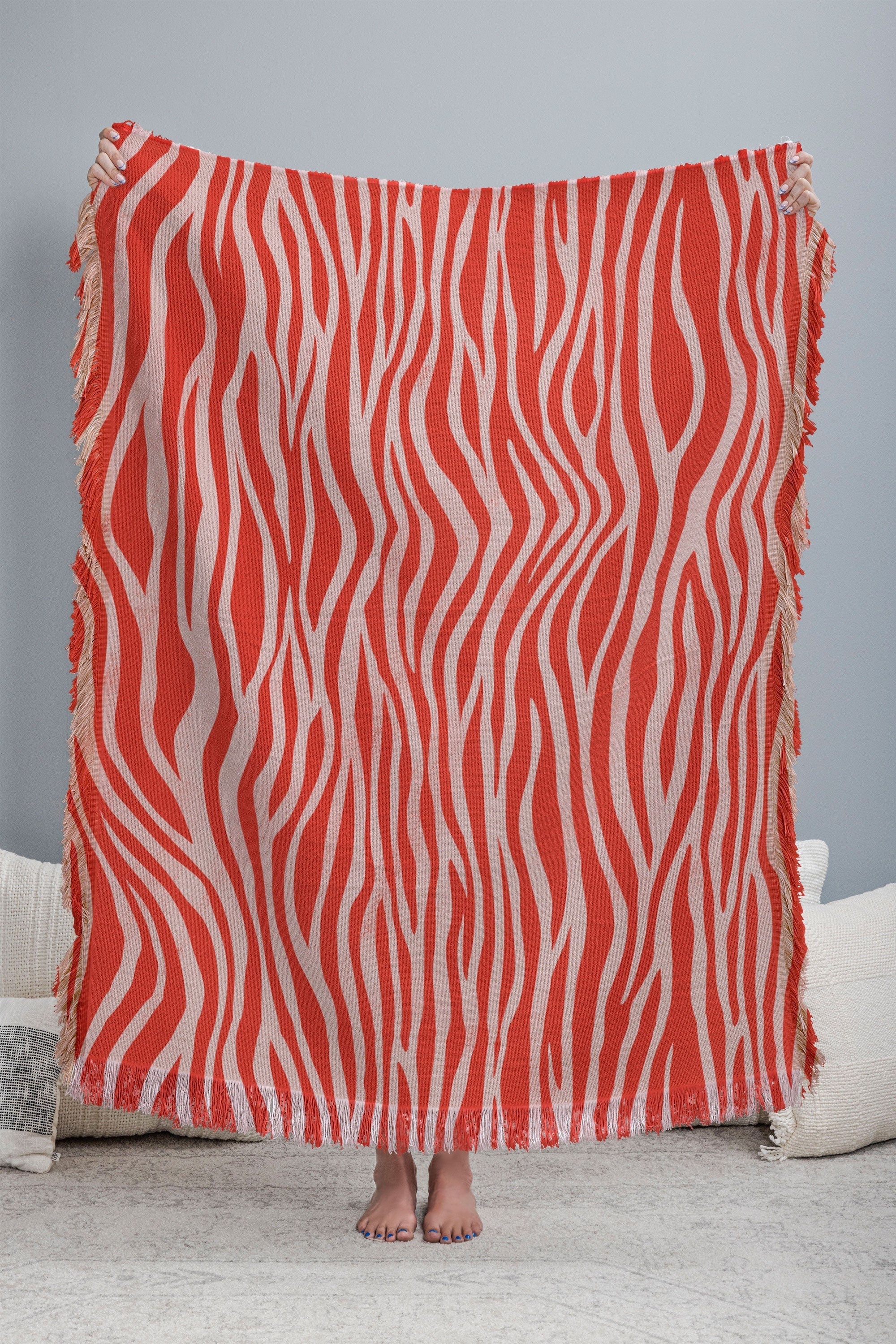 Avenie BR Red Zebra Stripe Throw Blanket