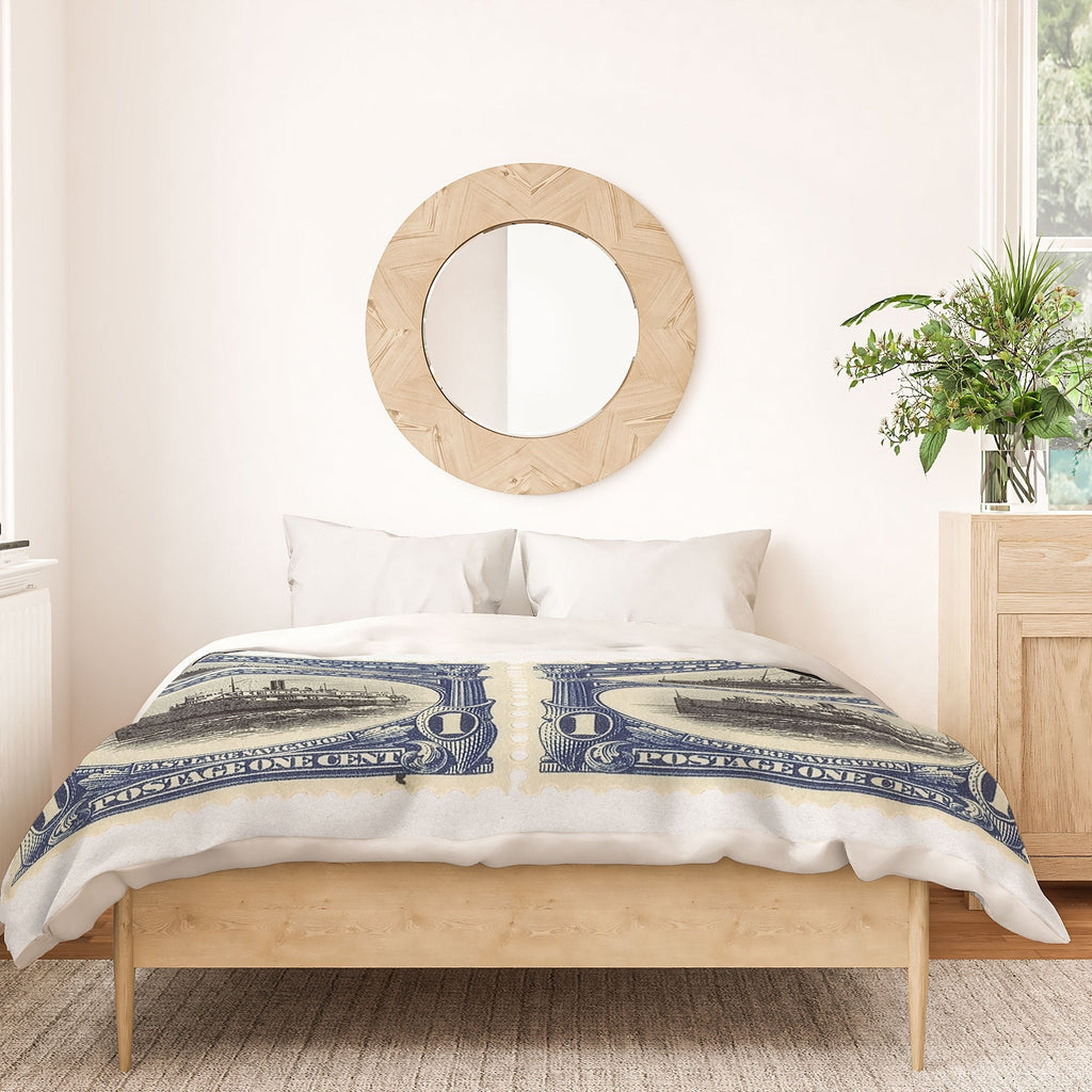 DENY Designs 1901 1c Fast Lake Navigation Stamps Duvet Cover