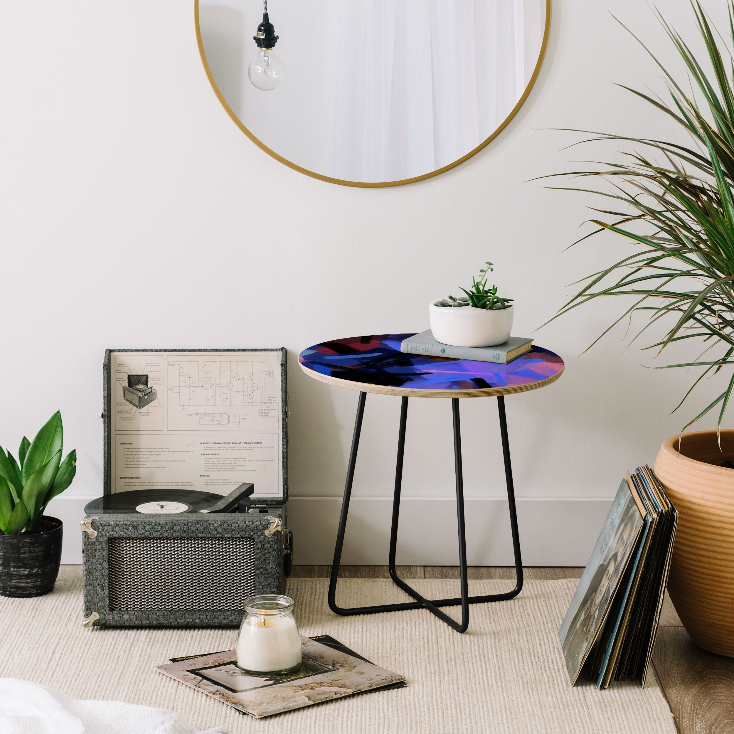 83 Oranges Midnight Sparks Round Side Table