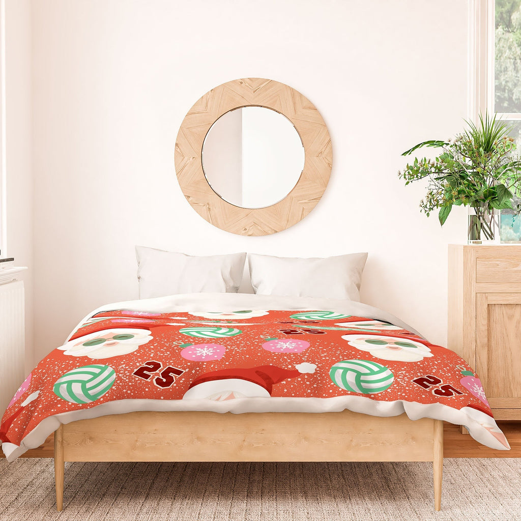 Design by Spark Sporty Volleyball Santa Duvet Cover