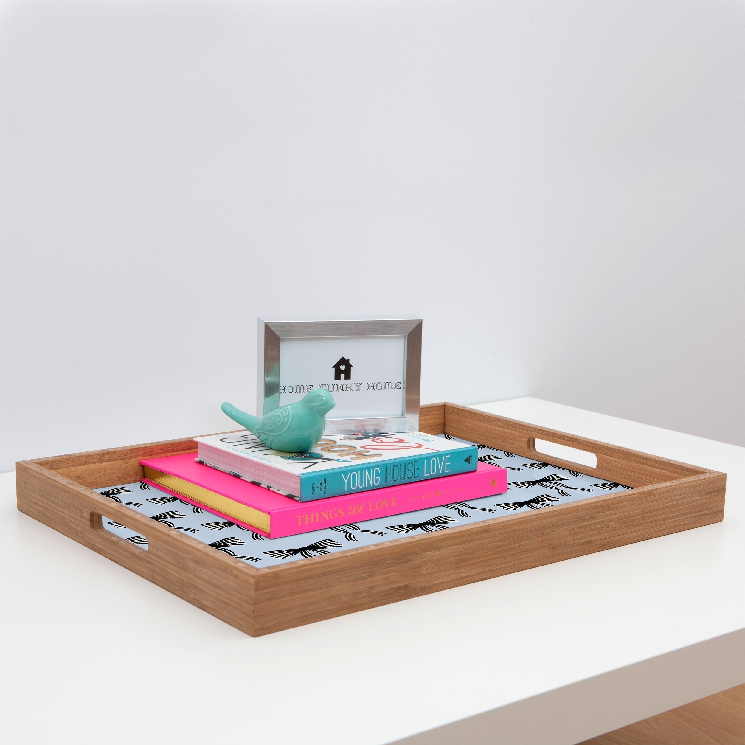 Design by Spark Black Striped Bows Rectangular Tray