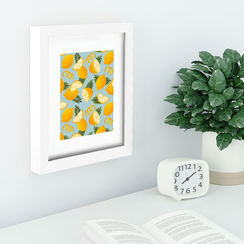 Jessica Molina Lemon Pattern on Sky Blue Recessed Framing Rectangle
