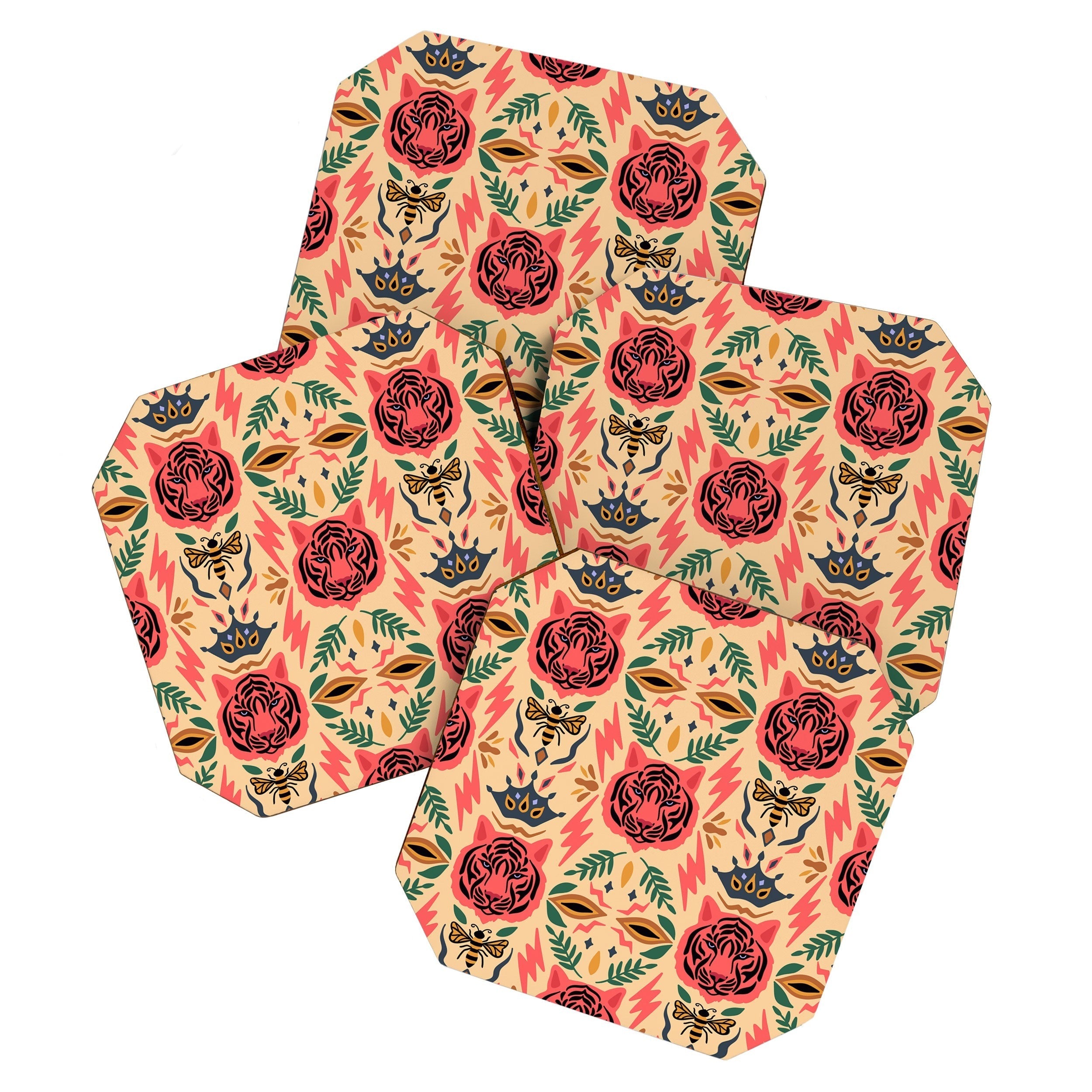 Design by Spark Tigress Queen Bee Coaster Set