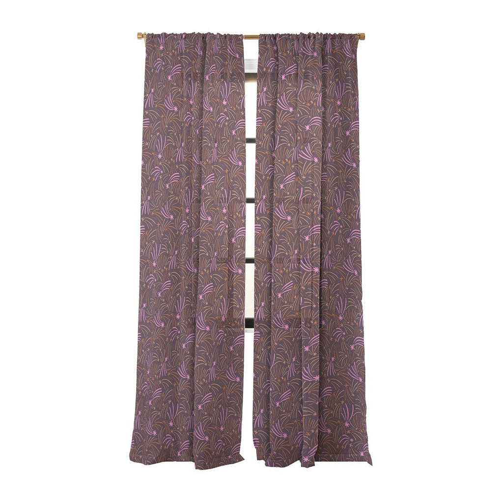 Little Om Pattern Shooting Stars plum Sheer Window Curtain