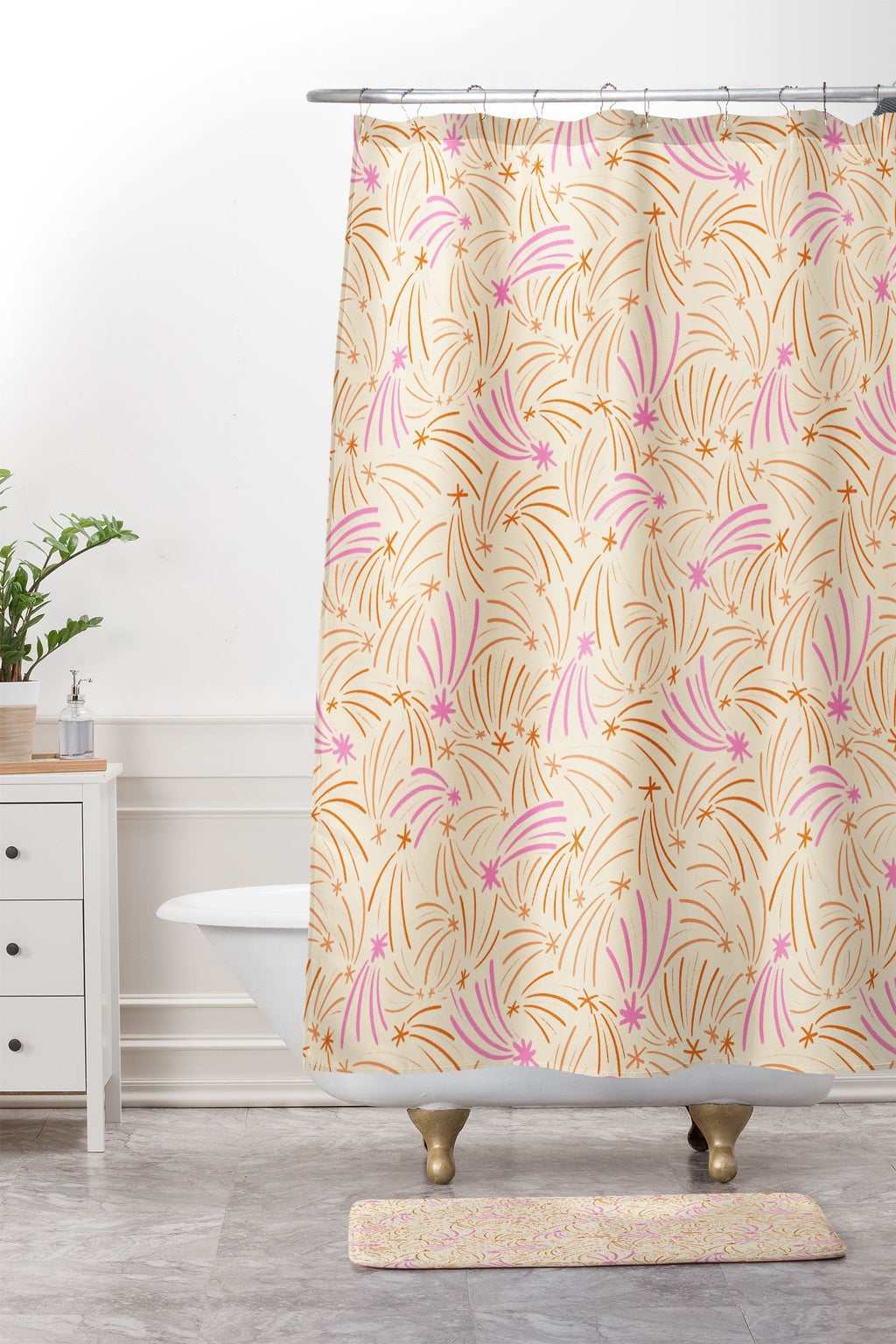 Little Om Pattern Shooting Stars cream Memory Foam Bath Mat