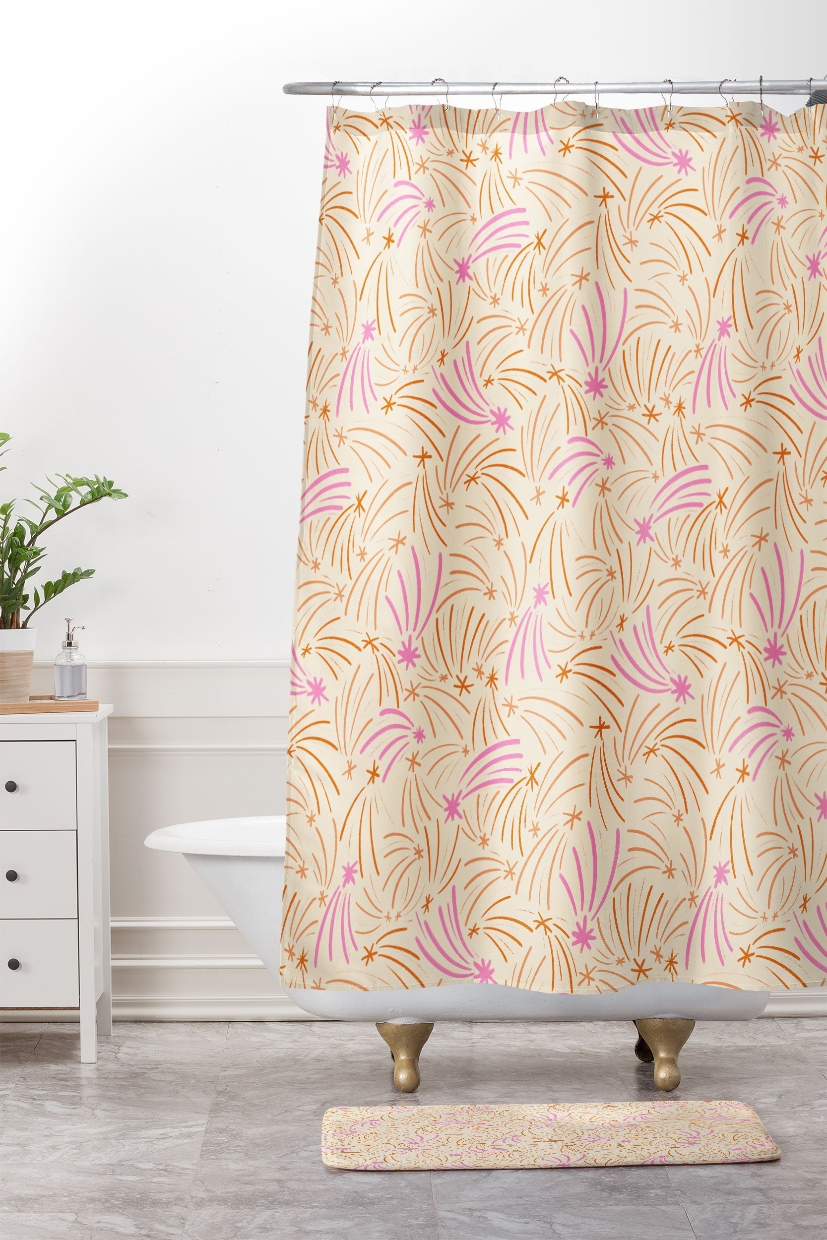 Little Om Pattern Shooting Stars cream Memory Foam Bath Mat