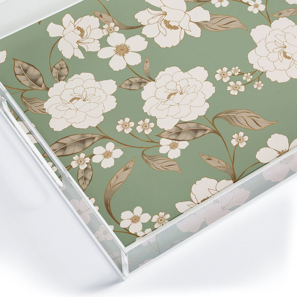 Gabriela Fuente Olive Floral Roberta Acrylic Tray