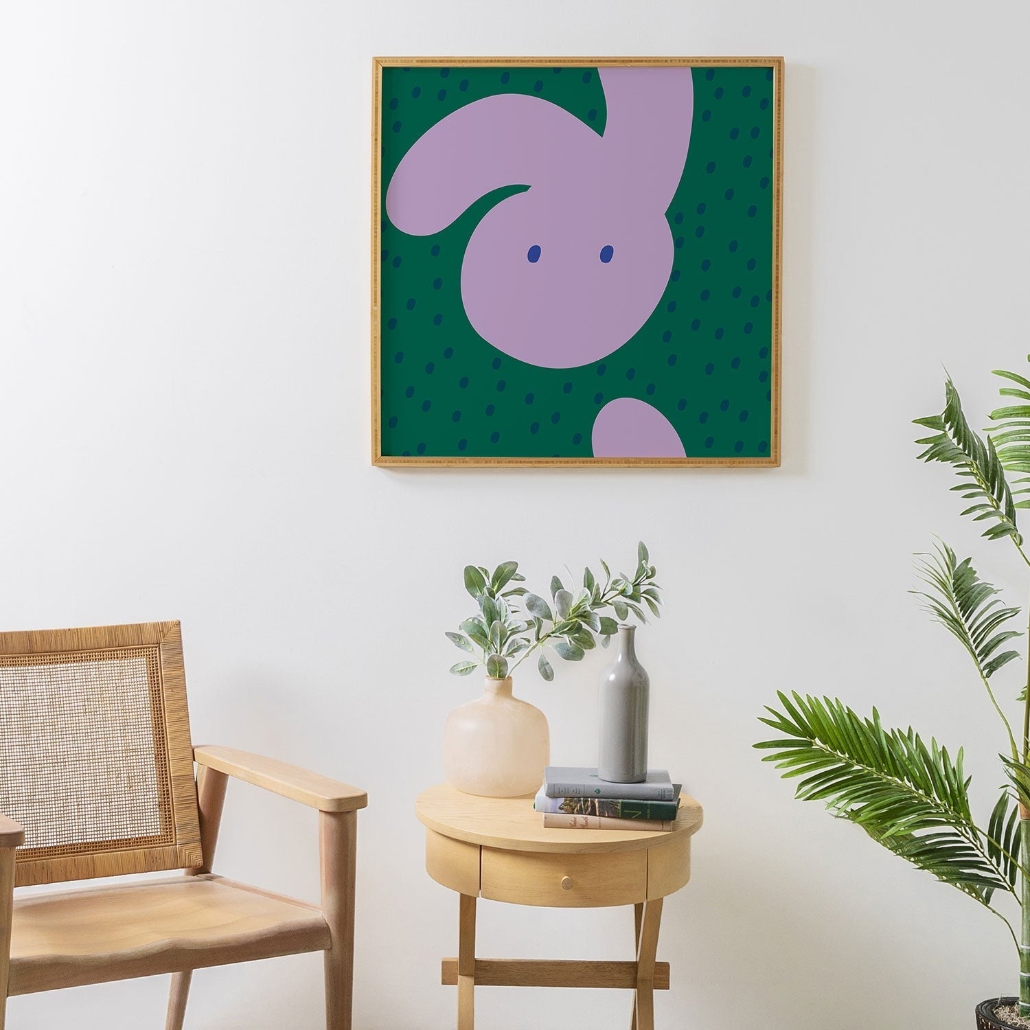 Camilla Foss Pebbles and Rabbit Framed Wall Art