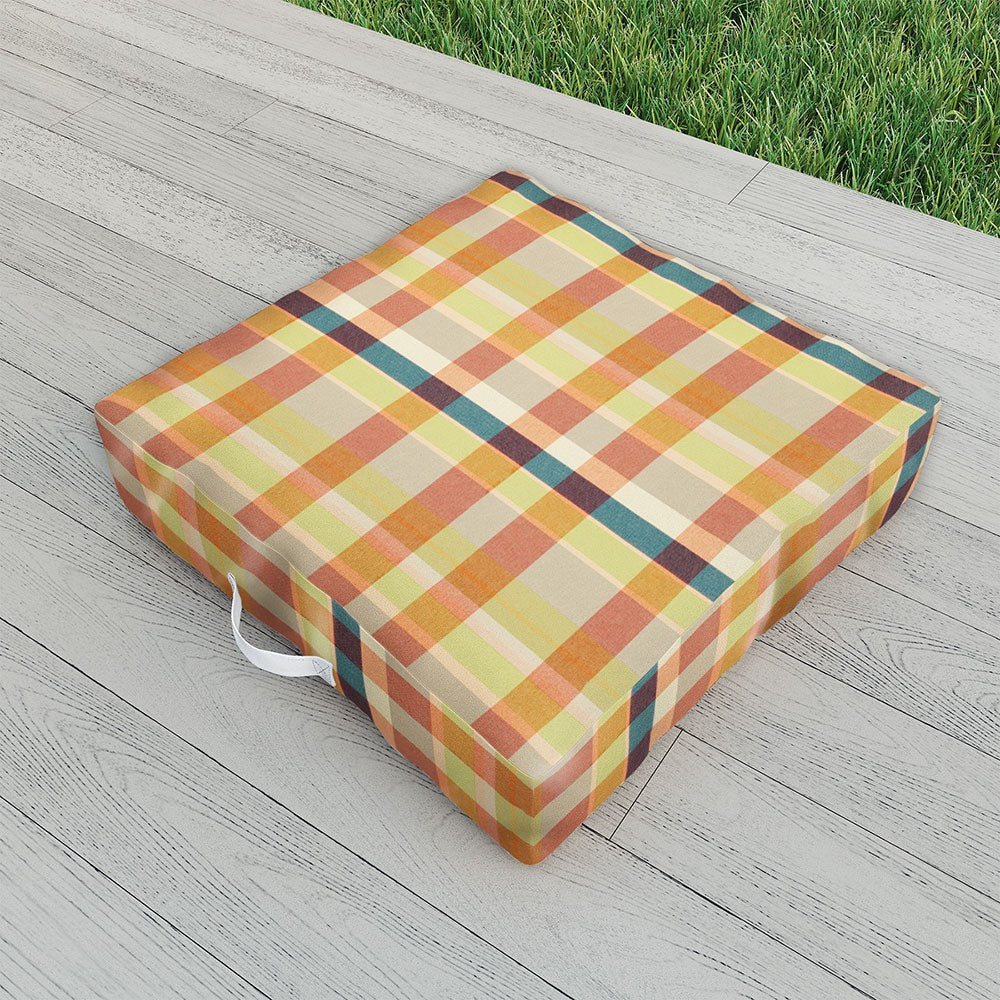 Marta Barragan Camarasa Retro Picnic Plaid Warm Tones Outdoor Floor Cushion