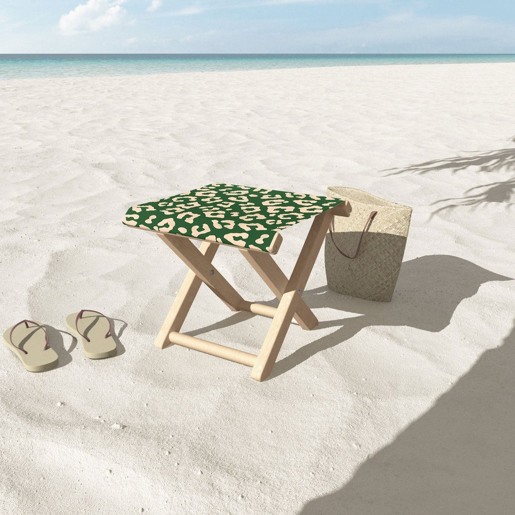 Avenie BR Cheetah Print In Green Folding Stool