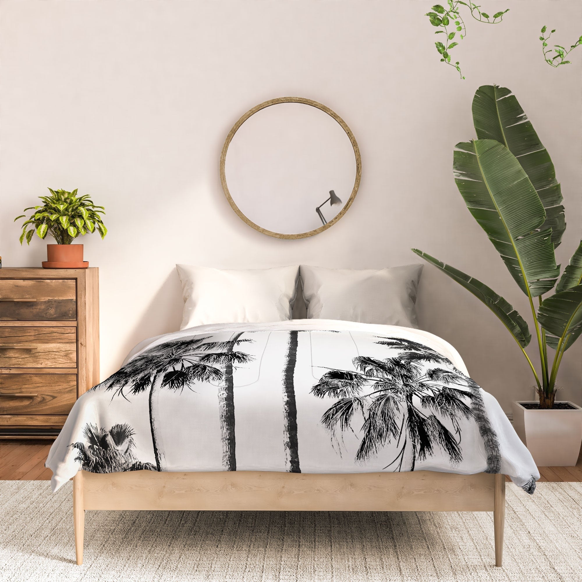 Gal Design Black And White Palms Comforter