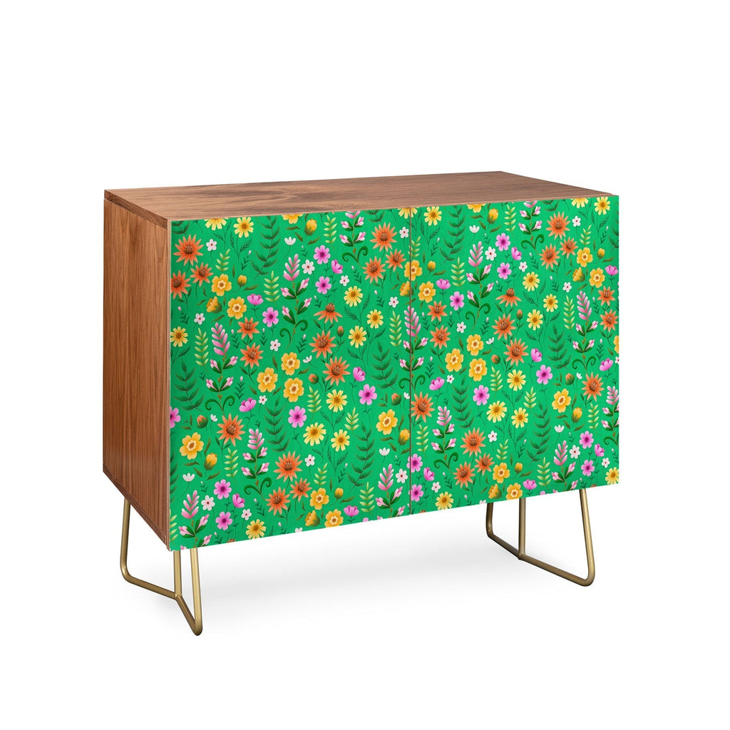 Pimlada Phuapradit Ditsy Spring Floral Green Credenza