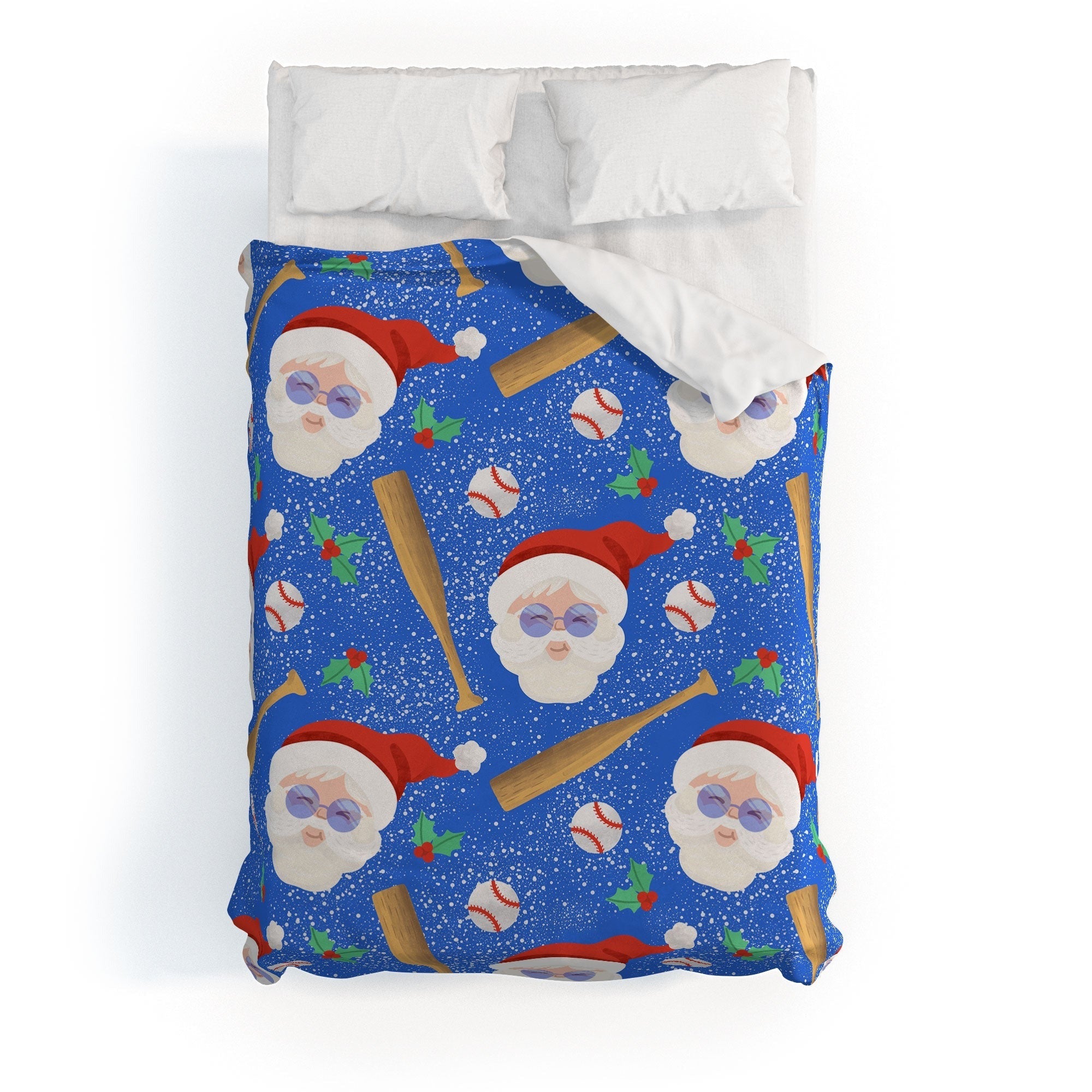 Design by Spark Sporty Baseball Santa Duvet Cover