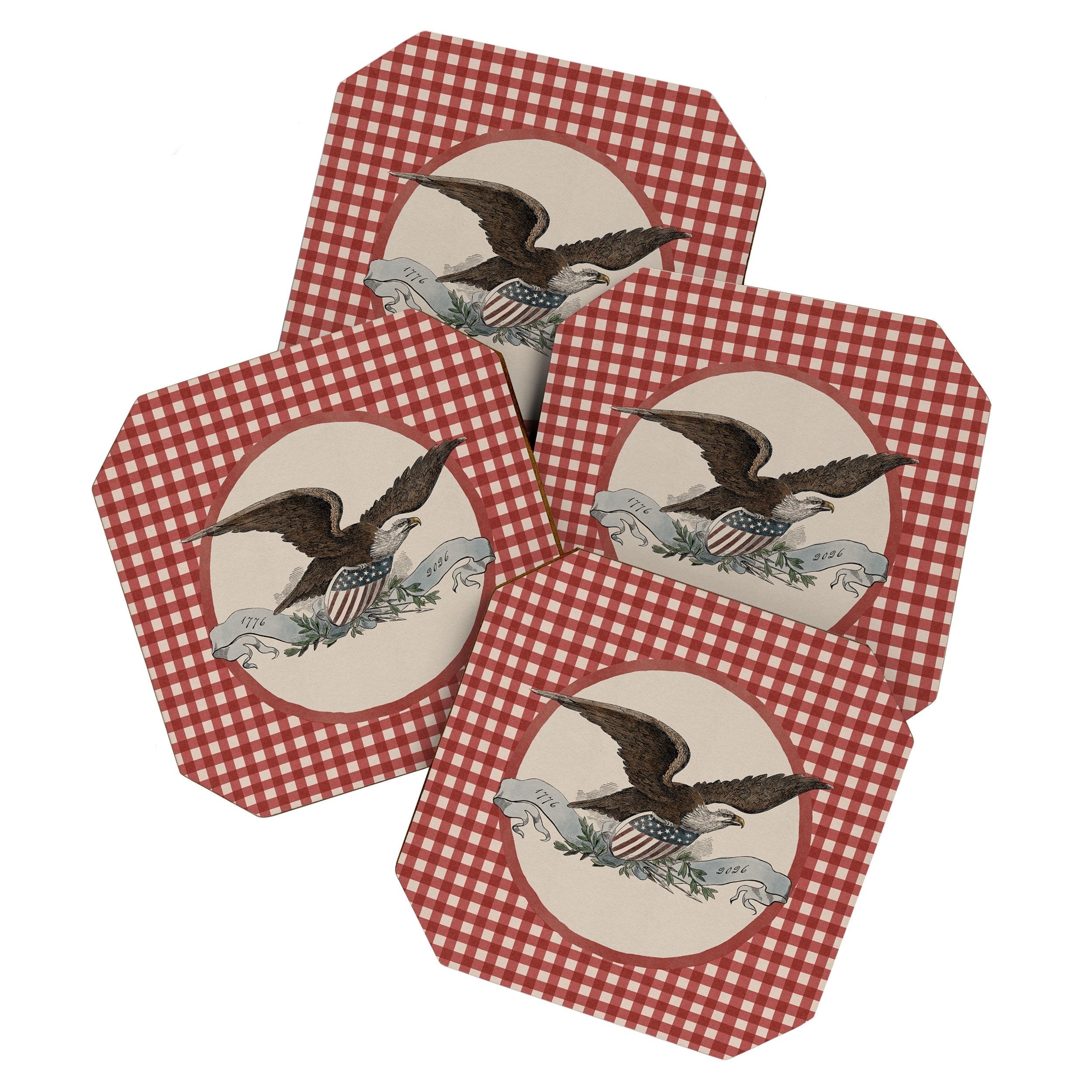 DENY Designs Gingham Eagle Coaster Set