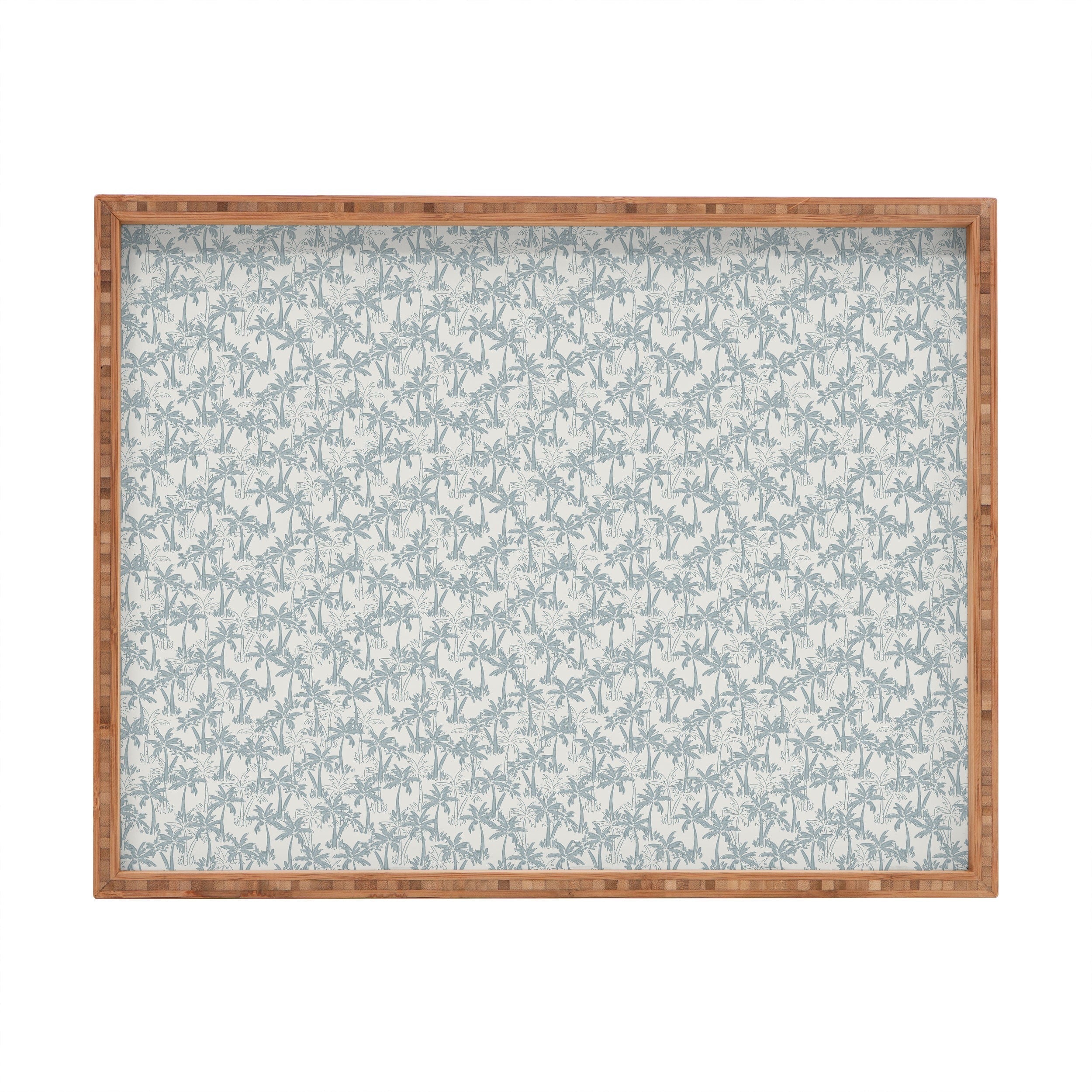 CoastL Studio Palm Forest Coastal Blue Rectangular Tray