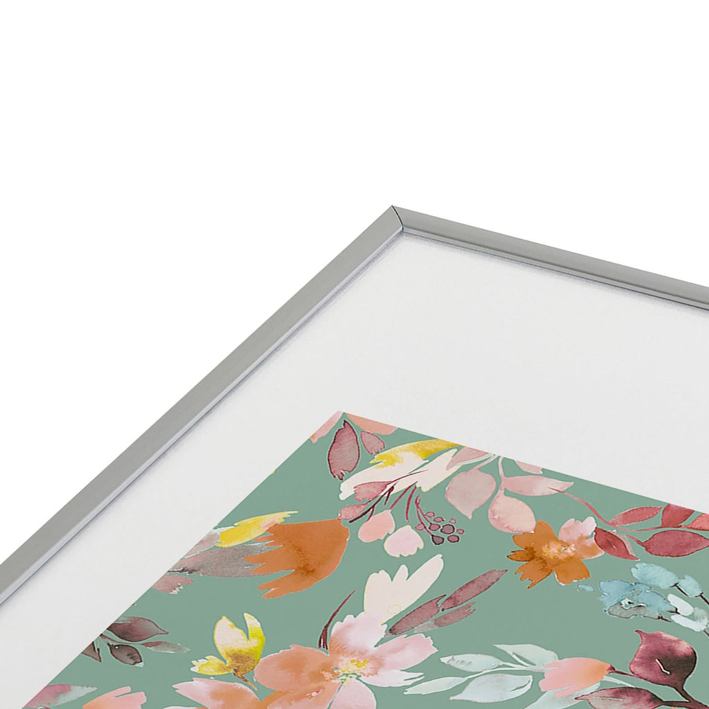 Ninola Design Botanic Retreat Floral Oleander Whimsical Teal Green Metal Framed Art Print
