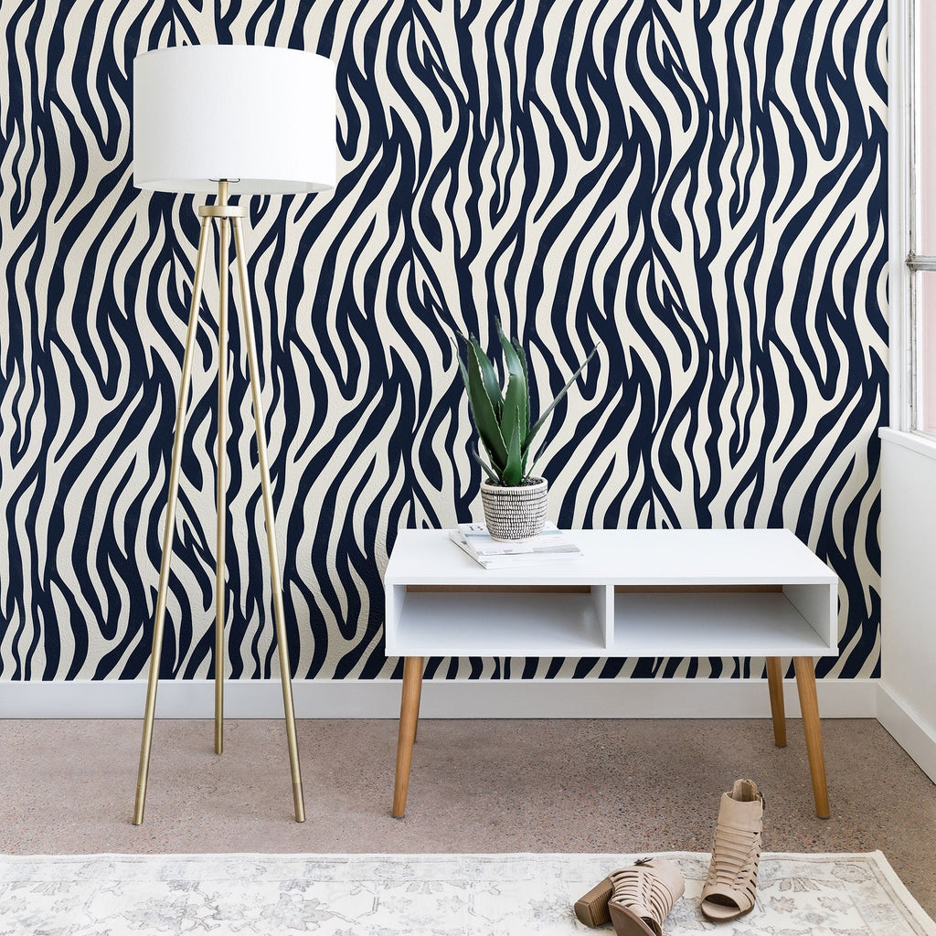 Avenie BR Navy Tiger Stripes Wallpaper
