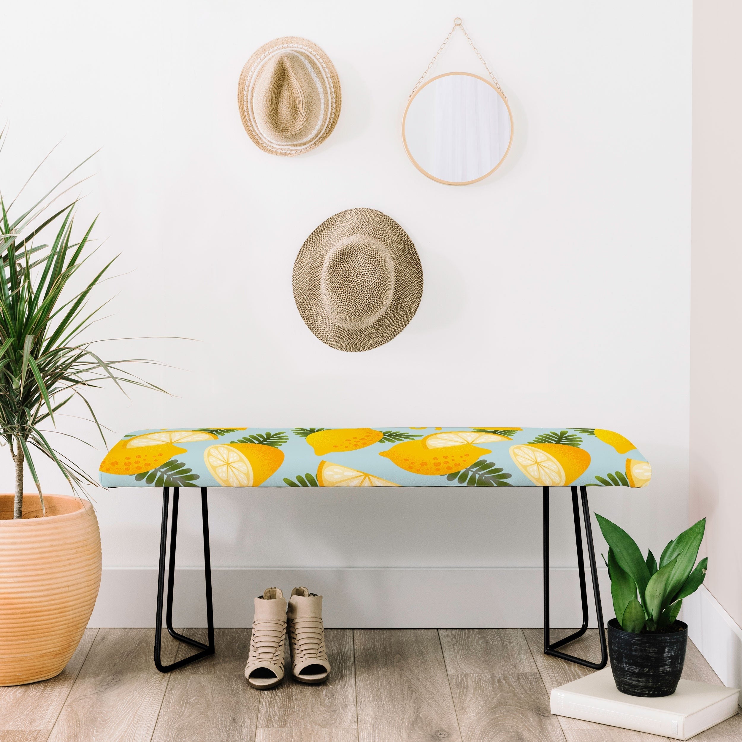 Jessica Molina Lemon Pattern on Sky Blue Bench