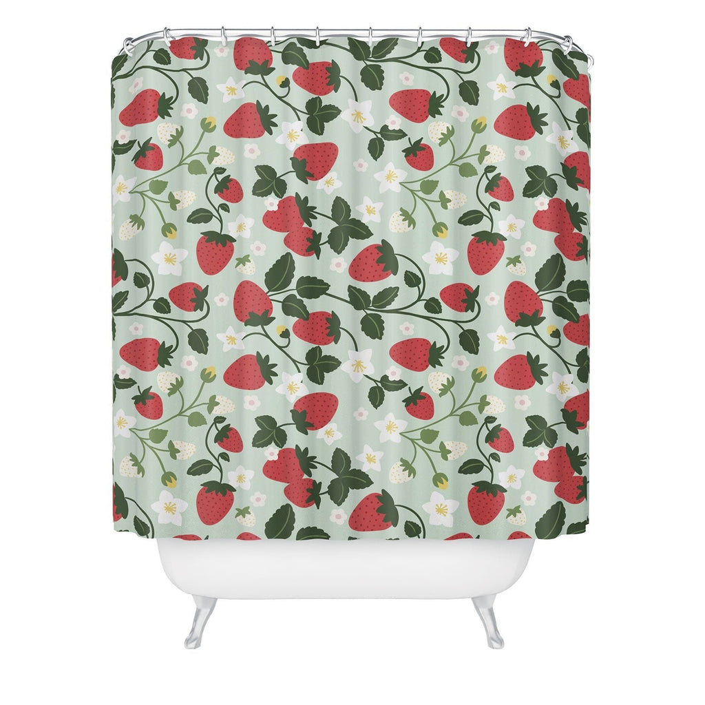 Design by Spark Strawberry Florals Fields Shower Curtain