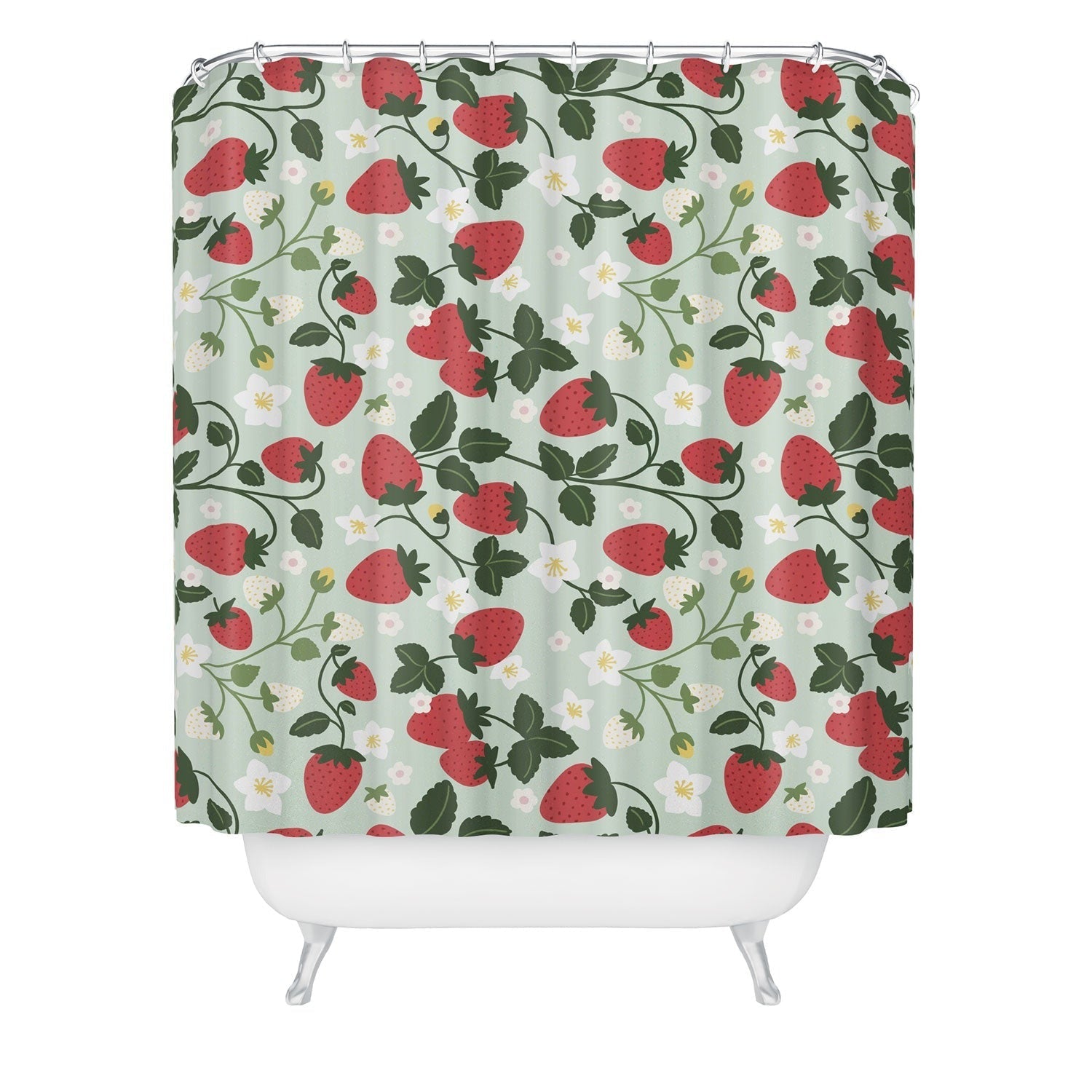 Design by Spark Strawberry Florals Fields Shower Curtain