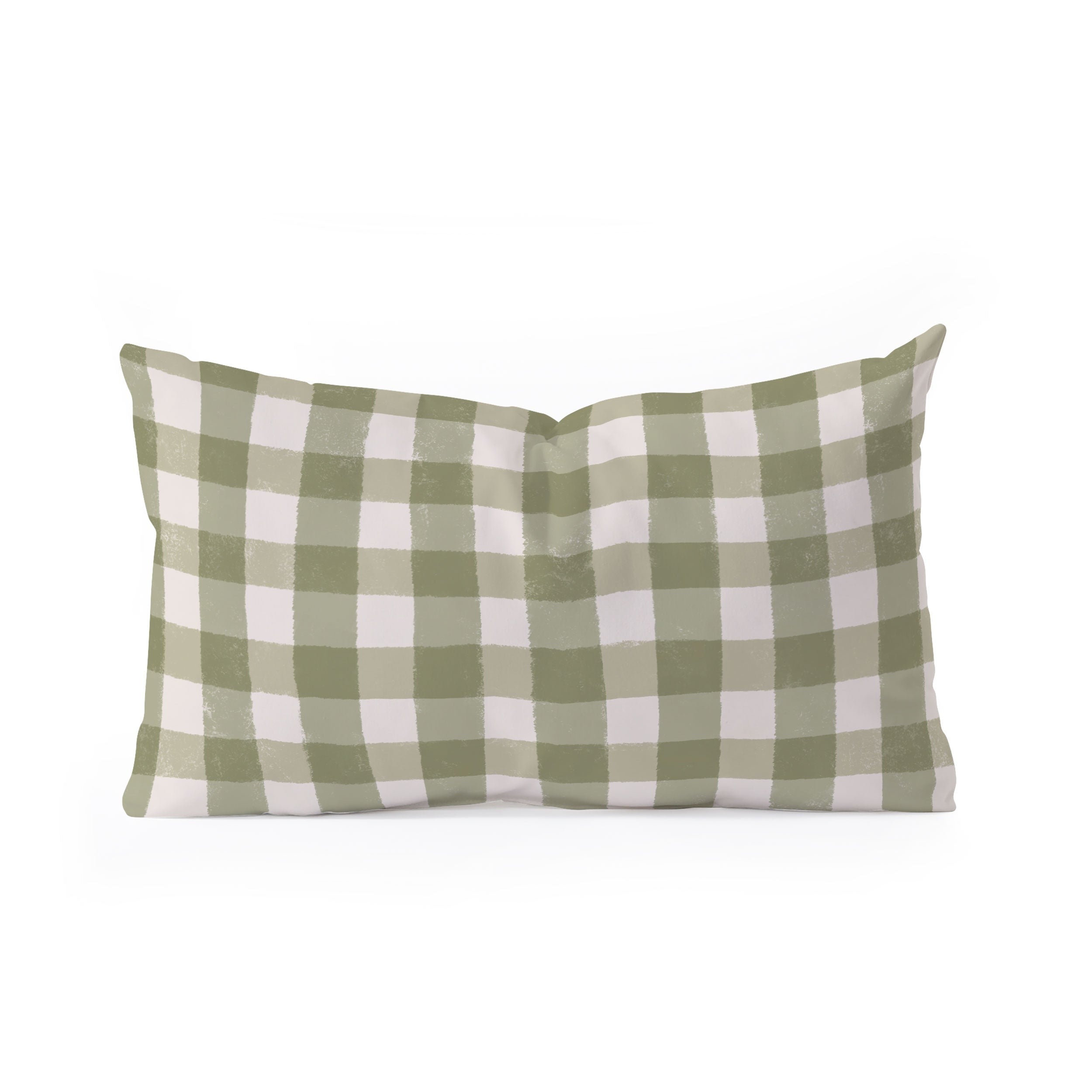Menina Lisboa Rustic Green Plaid Oblong Throw Pillow