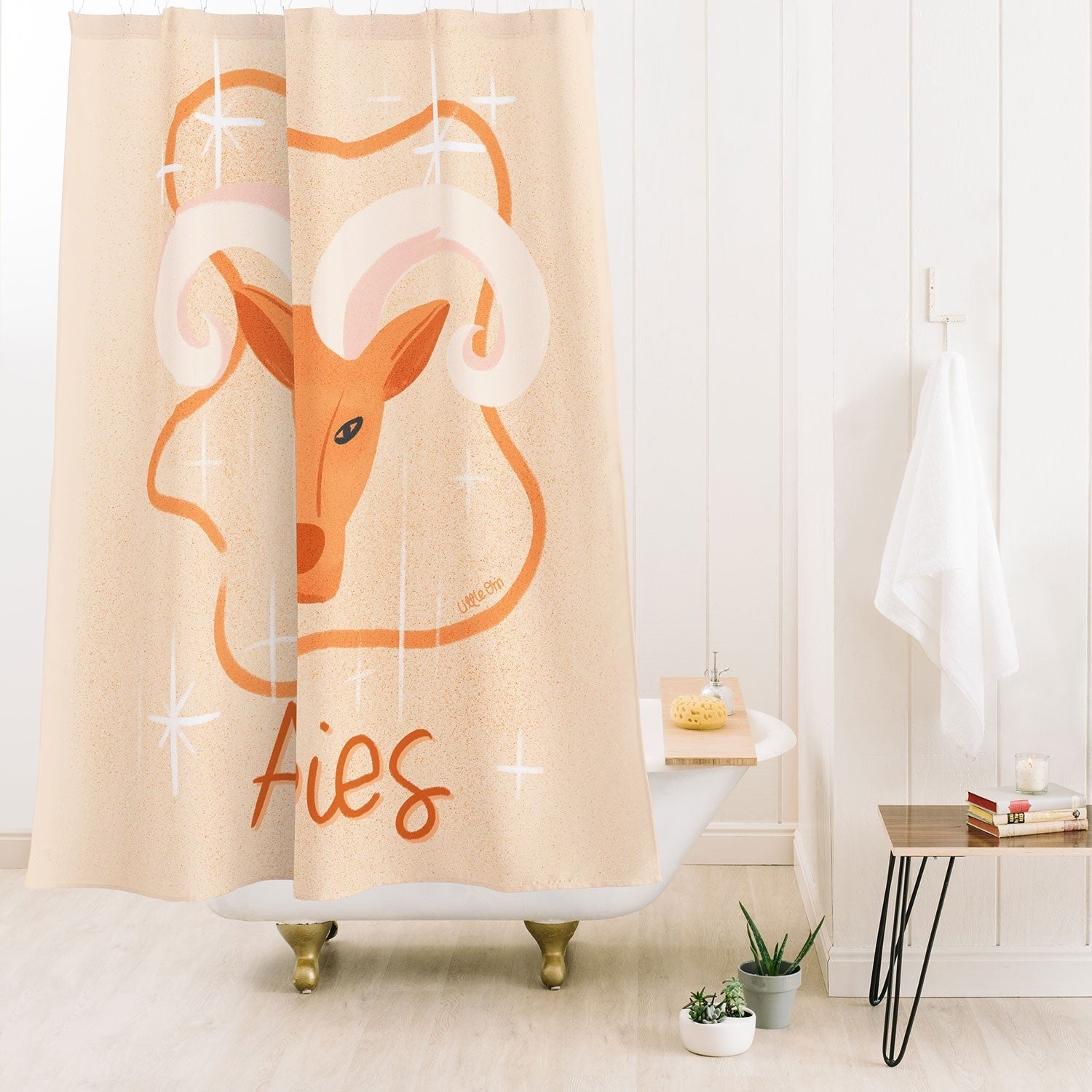 Little Om Zodiac Signs Aries Shower Curtain