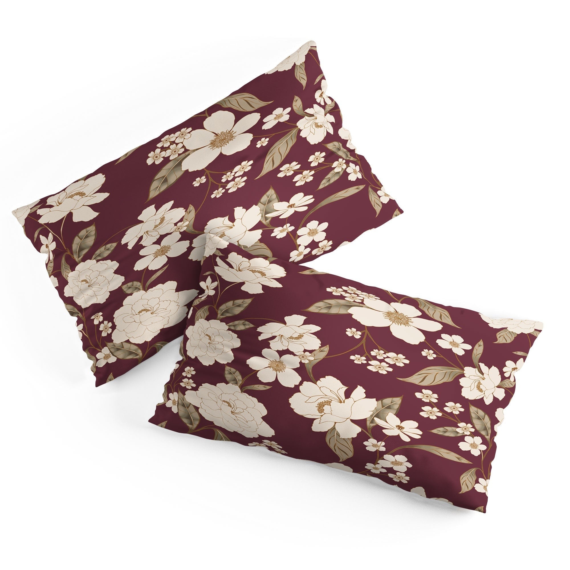 Gabriela Fuente Burgundy Floral Roberta Pillow Shams