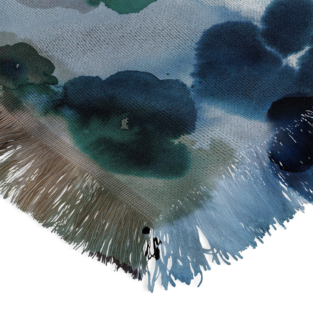 Ninola Design Botanic Retreat Ombre Abstract Watercolor Flowers Blue Navy Throw Blanket