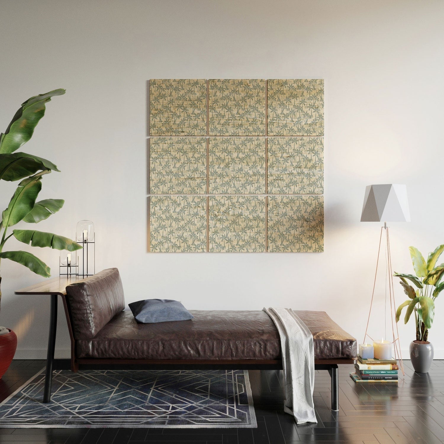 CoastL Studio Palm Forest Coastal Blue Wood Wall Mural