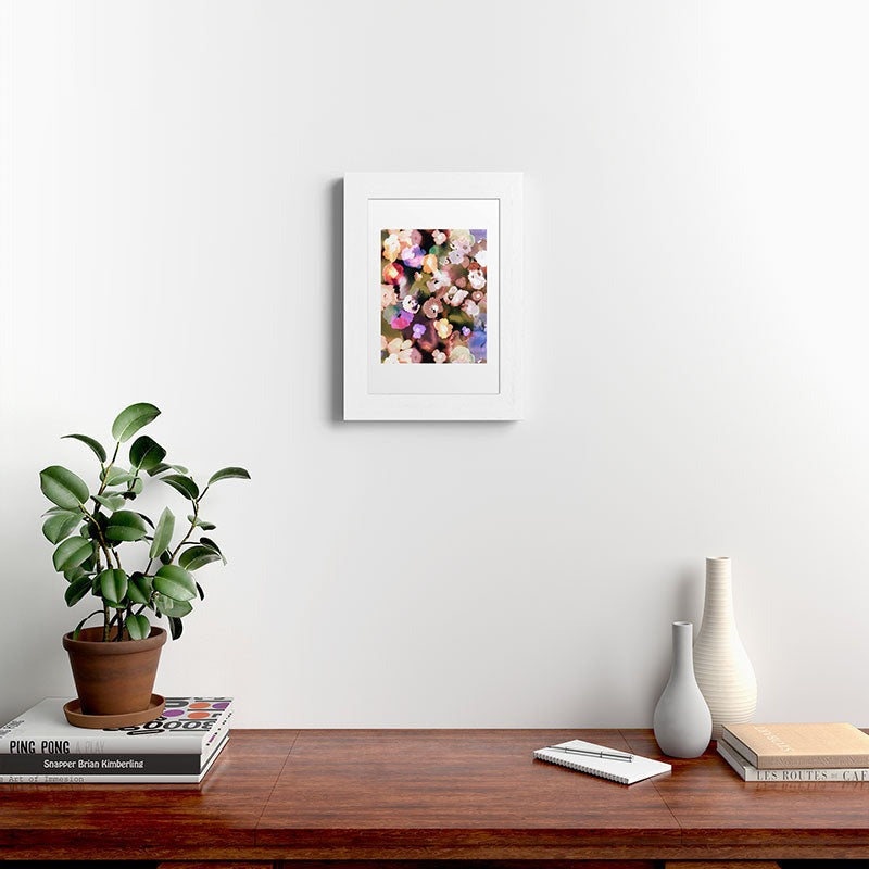 Ninola Design Botanic Retreat Ombre Abstract Watercolor Flowers Pink gold Framed Art Print