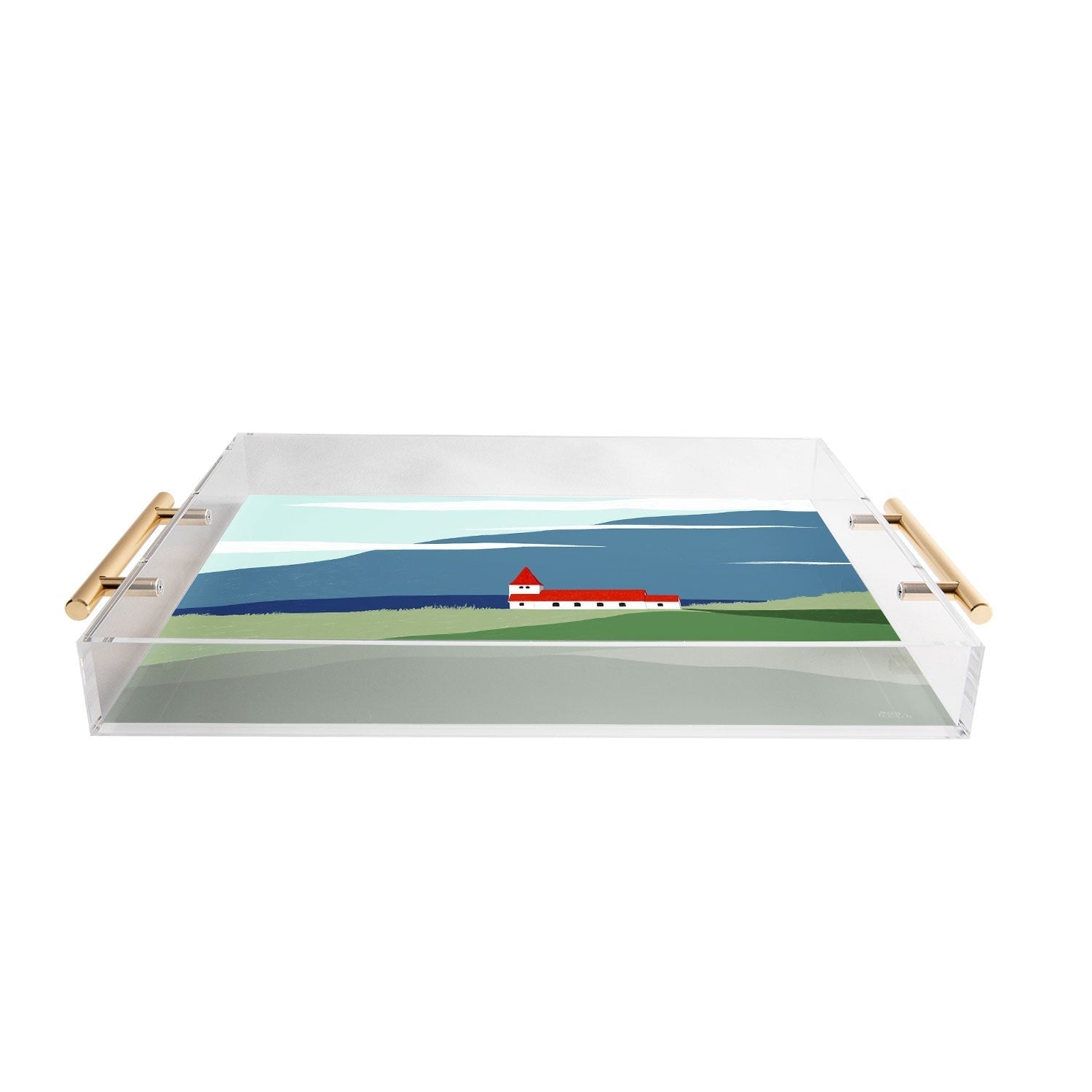 Valeria Frustaci Red roof in Iceland Acrylic Tray