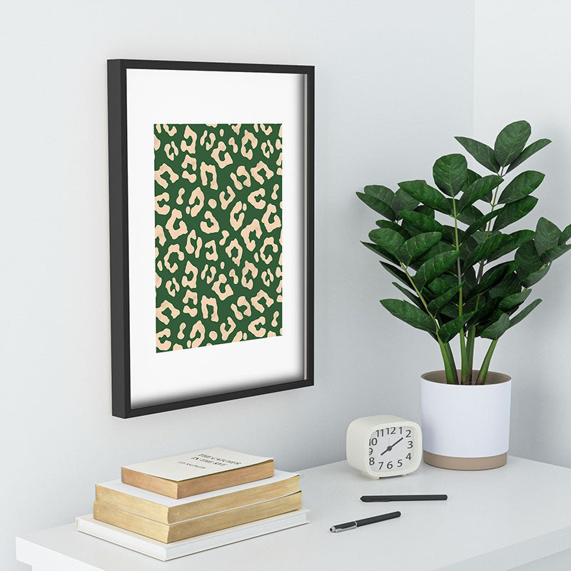Avenie BR Cheetah Print In Green Recessed Framing Rectangle