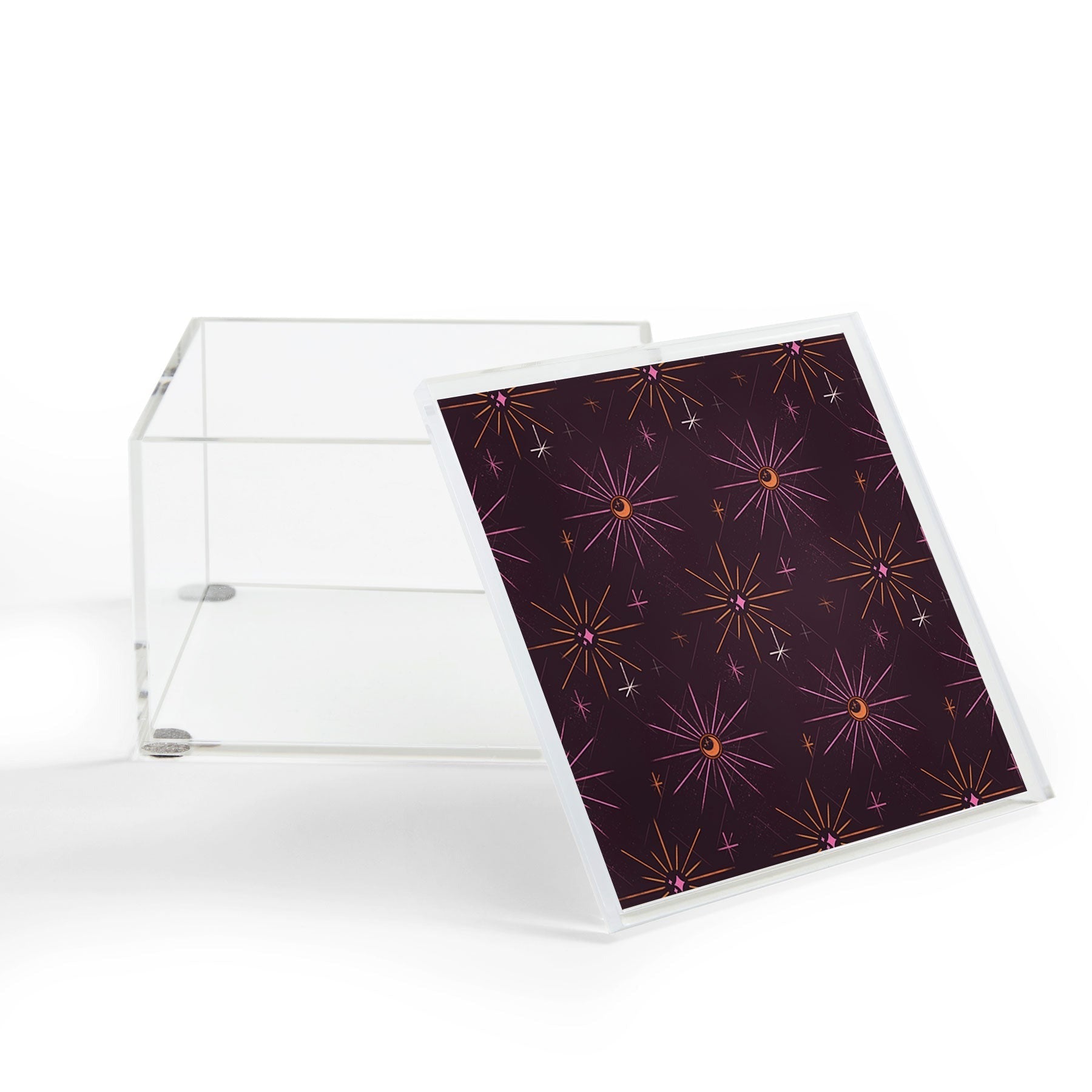 Little Om Pattern Little Moon plum Acrylic Box