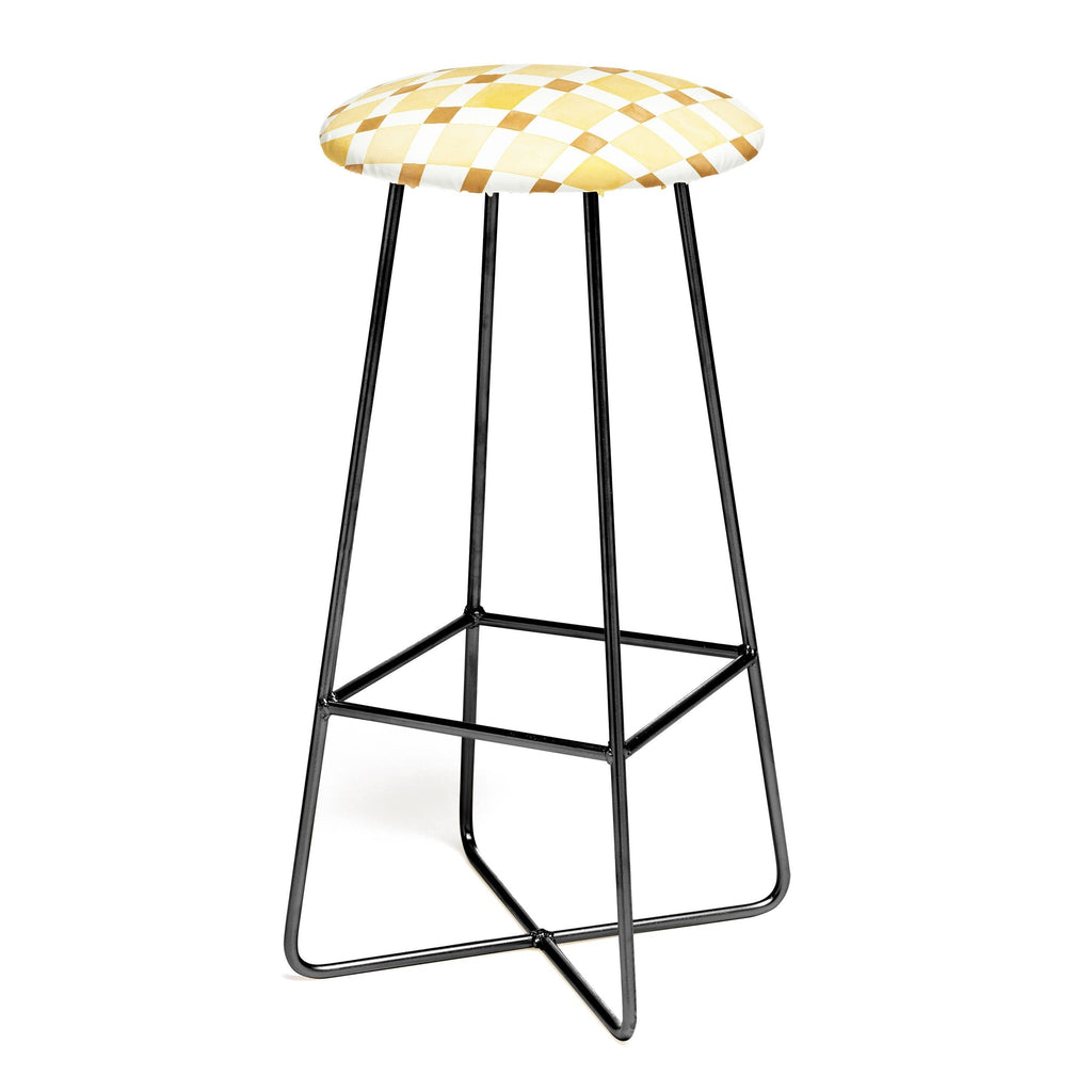 Ninola Design Everyday Artifact Checker Mosaic Tiles Geometry Yellow Bar Stool