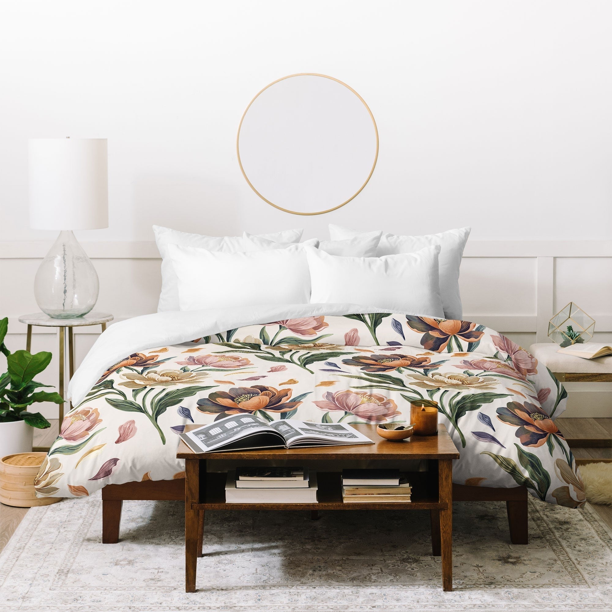 Marta Barragan Camarasa Hand Painted Peony Florals Duvet Cover