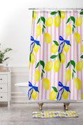 Design by Spark Zesty Lemons and Stripes Shower Curtain And Mat