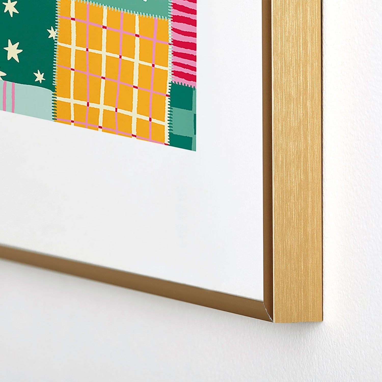 LouBruzzoni Cozy Christmas Patchwork Metal Framed Art Print