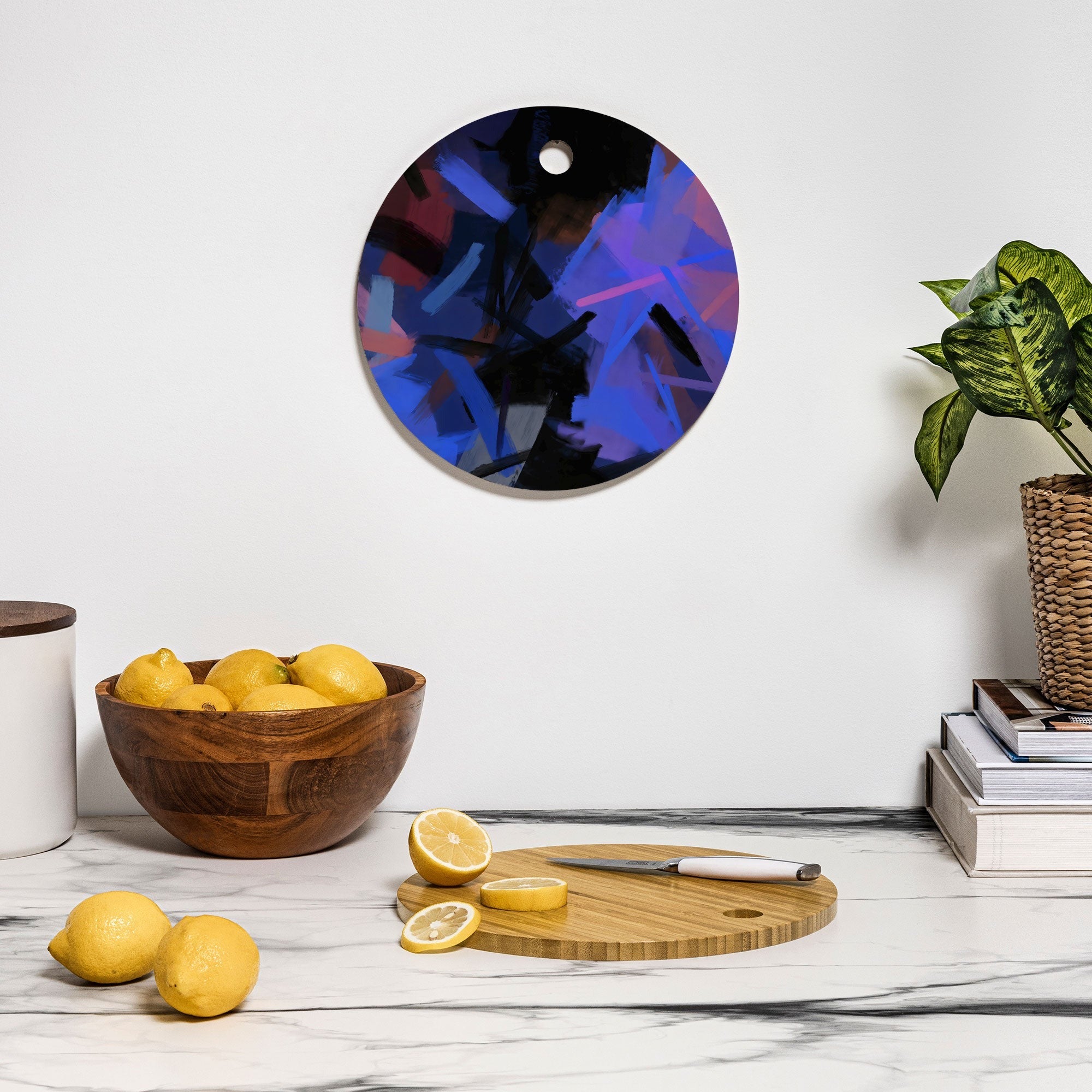 83 Oranges Midnight Sparks Cutting Board Round