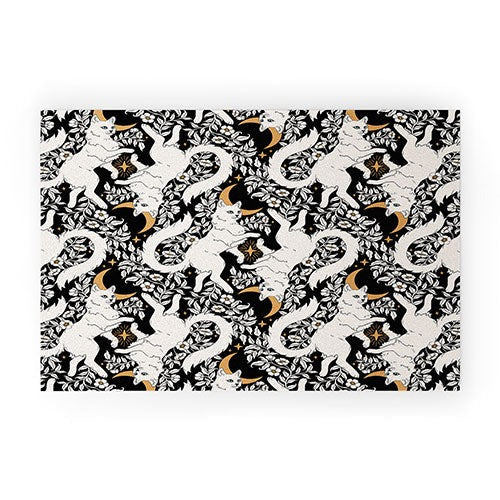 Avenie Celestial Cats Gold Welcome Mat