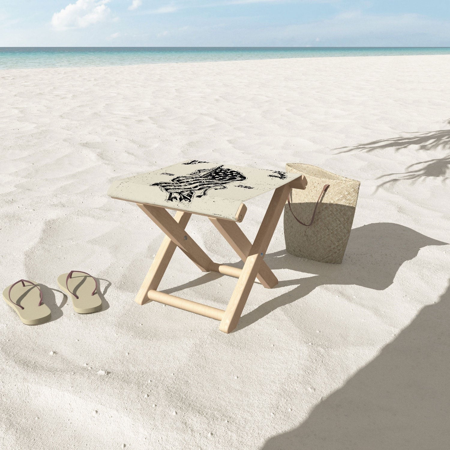 DENY Designs Let Freedom Ring Block Folding Stool
