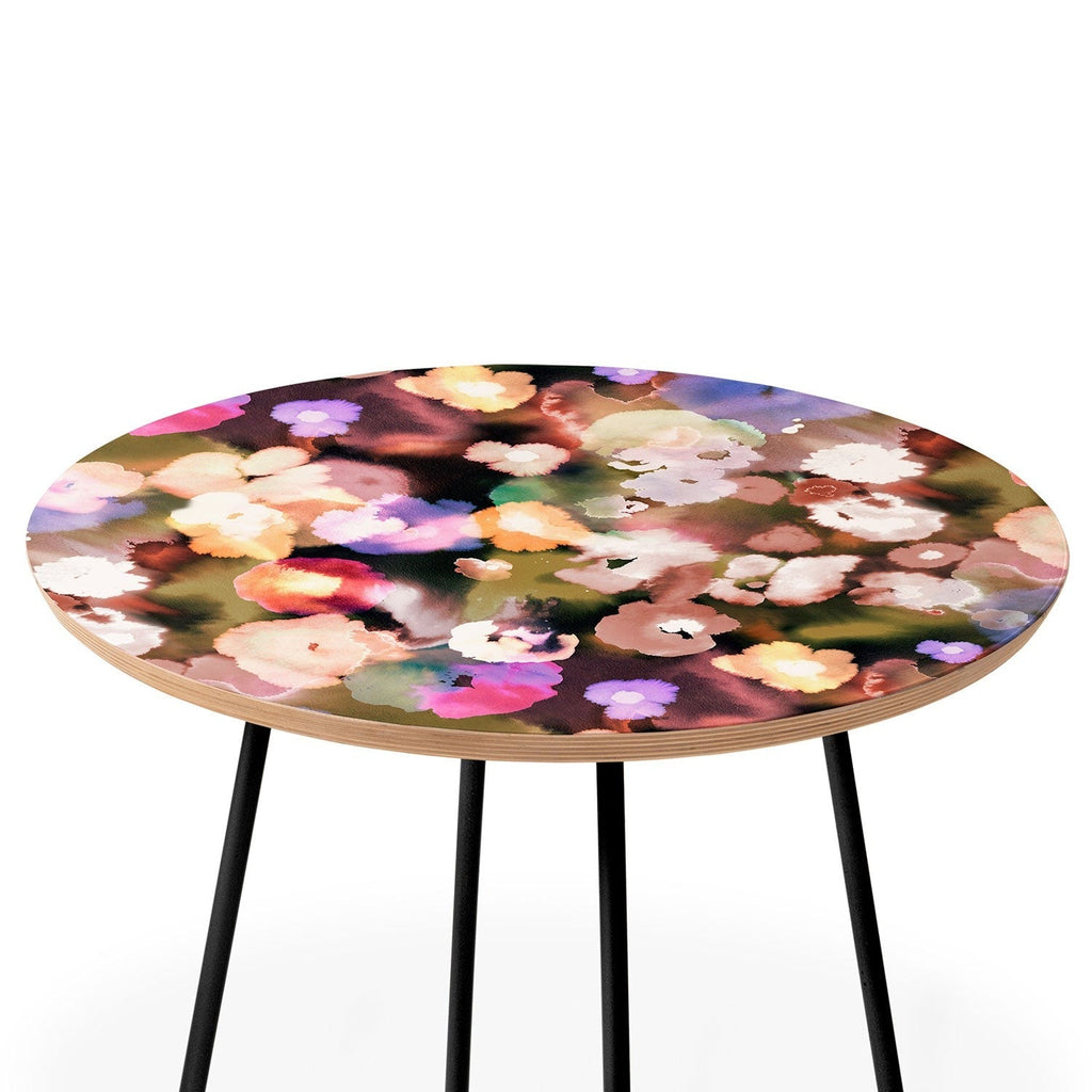 Ninola Design Botanic Retreat Ombre Abstract Watercolor Flowers Pink gold Round Side Table