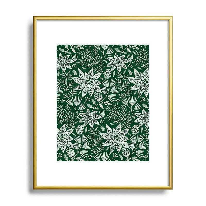 Pimlada Phuapradit Christmas Poinsettia Metal Framed Art Print
