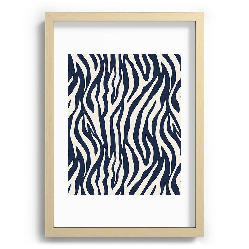 Avenie BR Navy Tiger Stripes Recessed Framing Rectangle