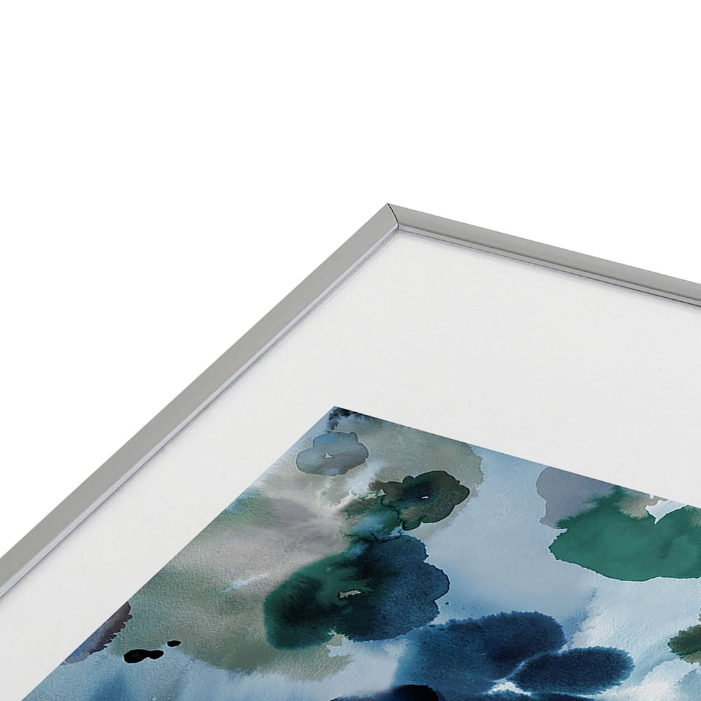 Ninola Design Botanic Retreat Ombre Abstract Watercolor Flowers Blue Navy Metal Framed Art Print