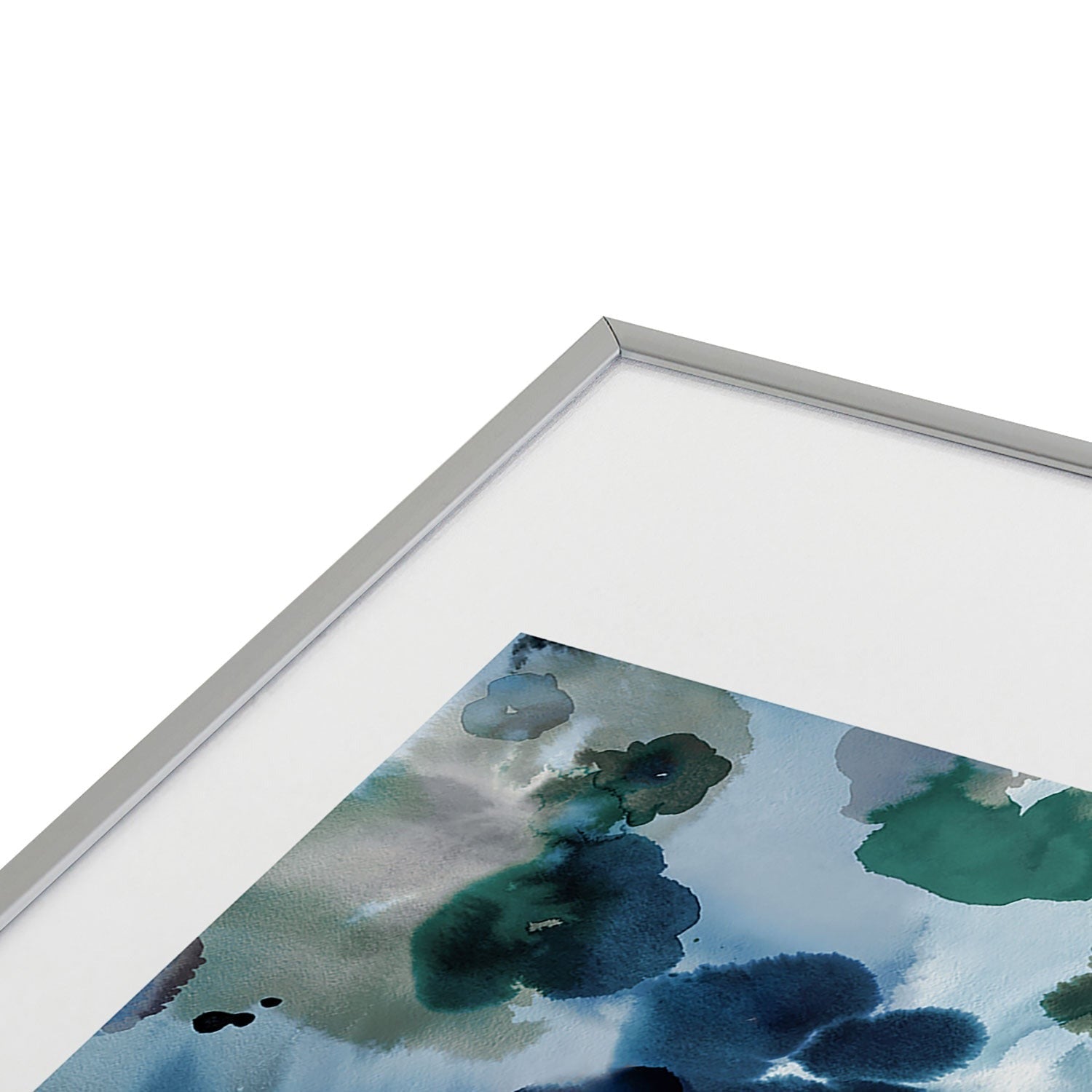 Ninola Design Botanic Retreat Ombre Abstract Watercolor Flowers Blue Navy Metal Framed Art Print