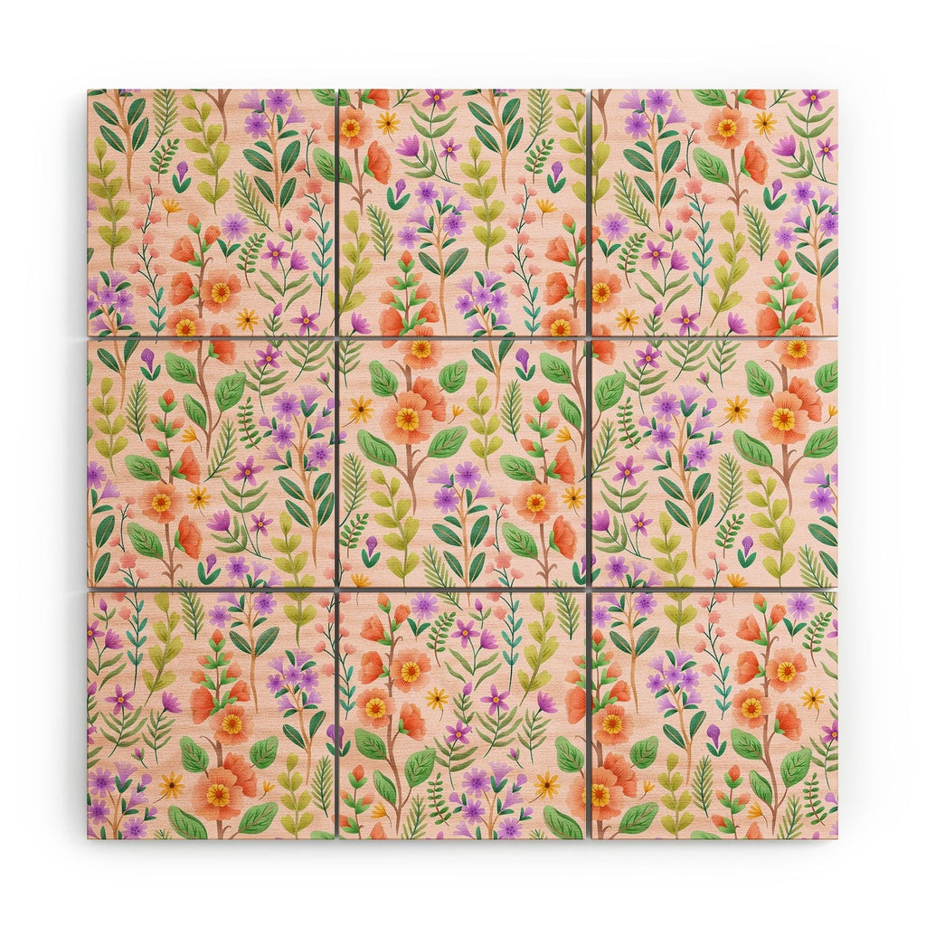 Pimlada Phuapradit Ditsy Spring Floral Wood Wall Mural