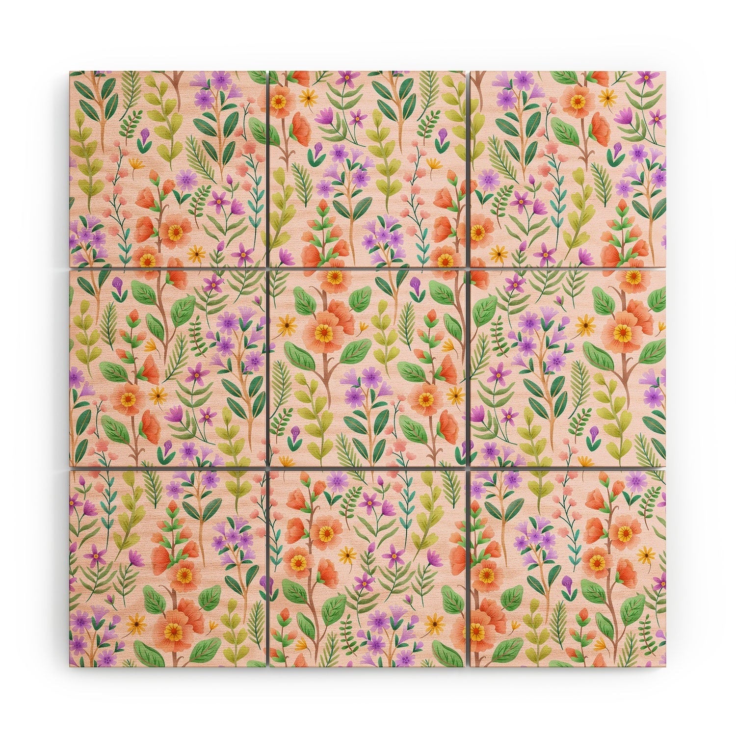 Pimlada Phuapradit Ditsy Spring Floral Wood Wall Mural