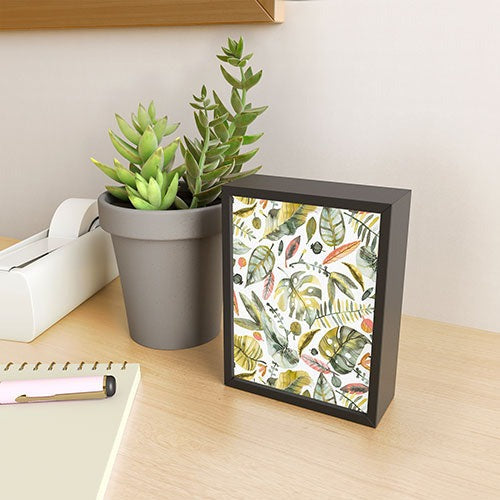 Ninola Design Botanic Retreat Tropical Jungle Leaves Botanical Green Orange Framed Mini Art Print